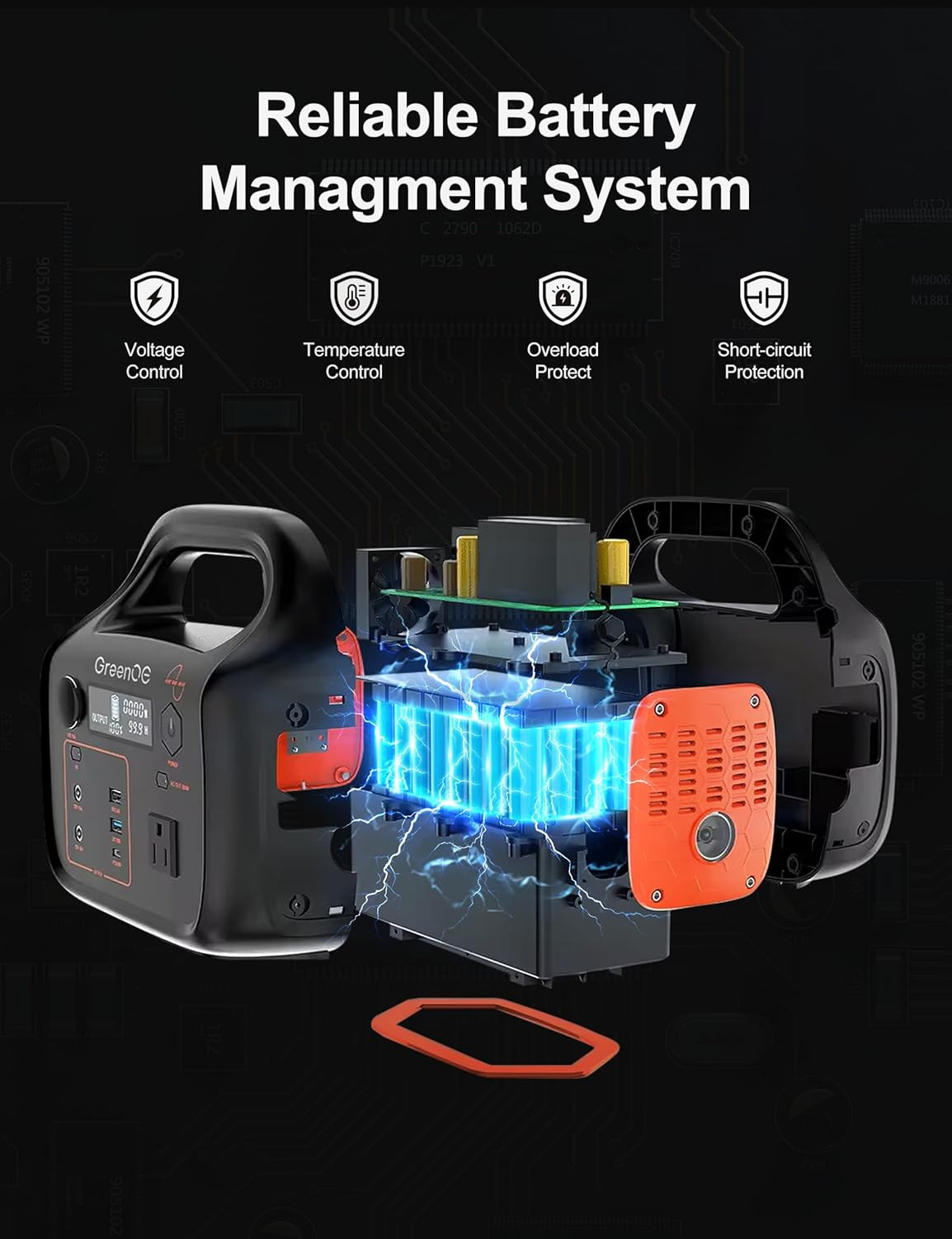 Portable Power Station 300W 299Wh Solar Powered Generator with LED 7 Ports 120V
