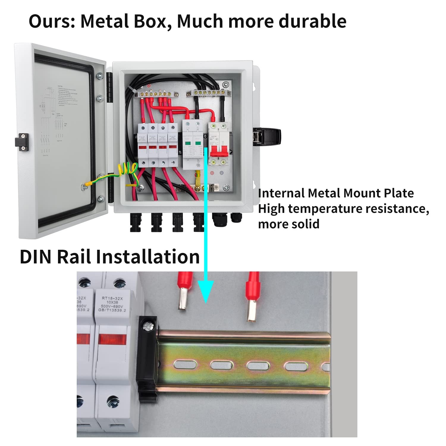 Pv Combiner Box 4 String Metal Solar Combiner Box With 15a Rated Current Fuse Su