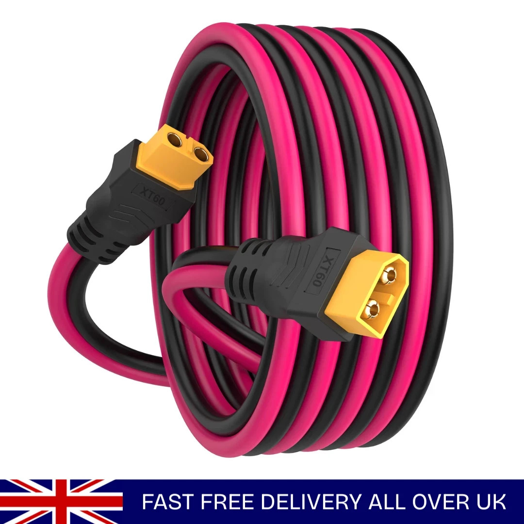 XT60 Compatible Extension Cable 12AWG Male to Female for Solar Battery