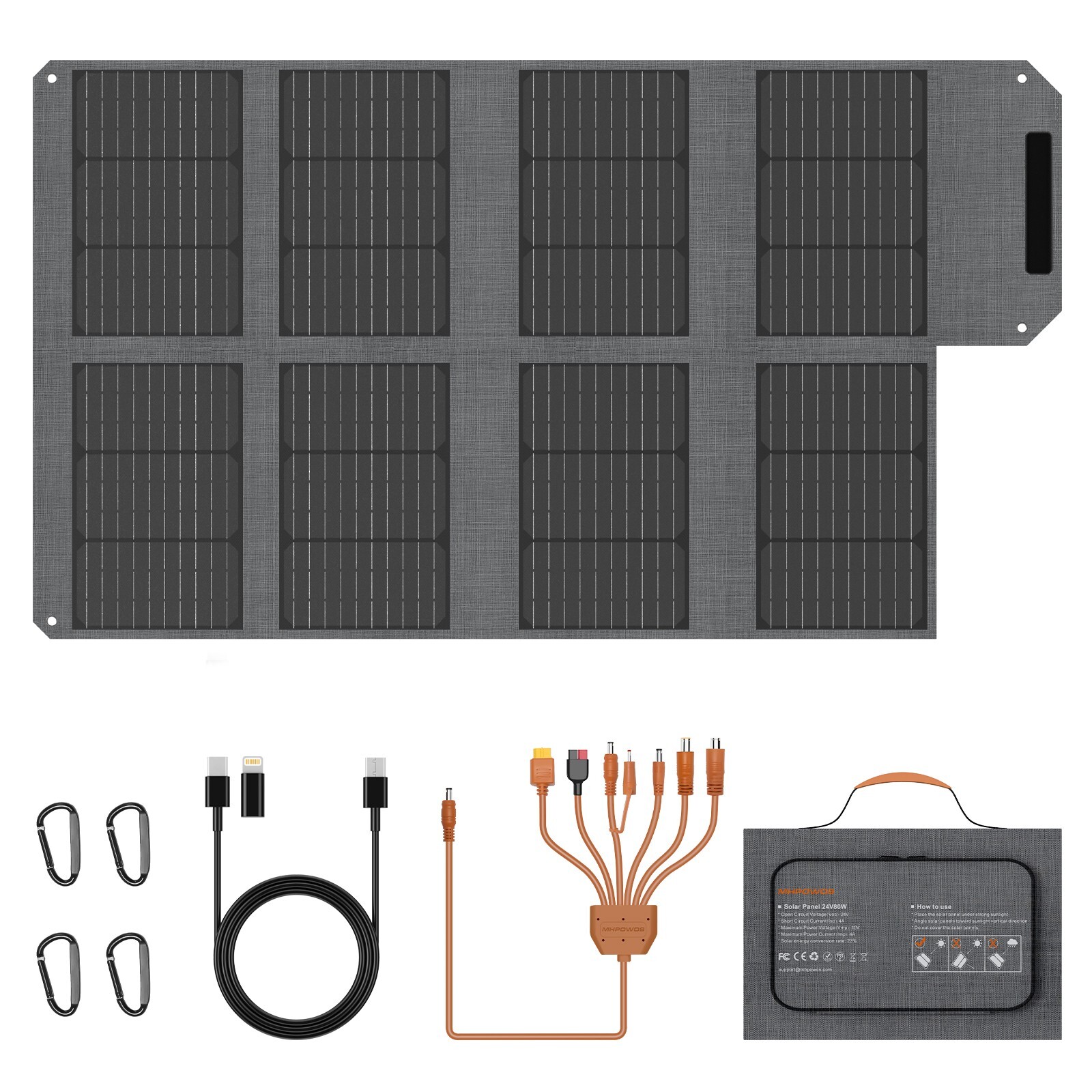 MHPOWOS Type C Solar Panel DC Port Panel for Powerstation Solar Charger 40W 80W