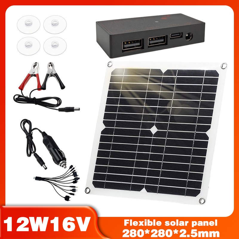 Portable Solar Power Charger Set, 10 in 1 USB Fast Charging Cable Travel
