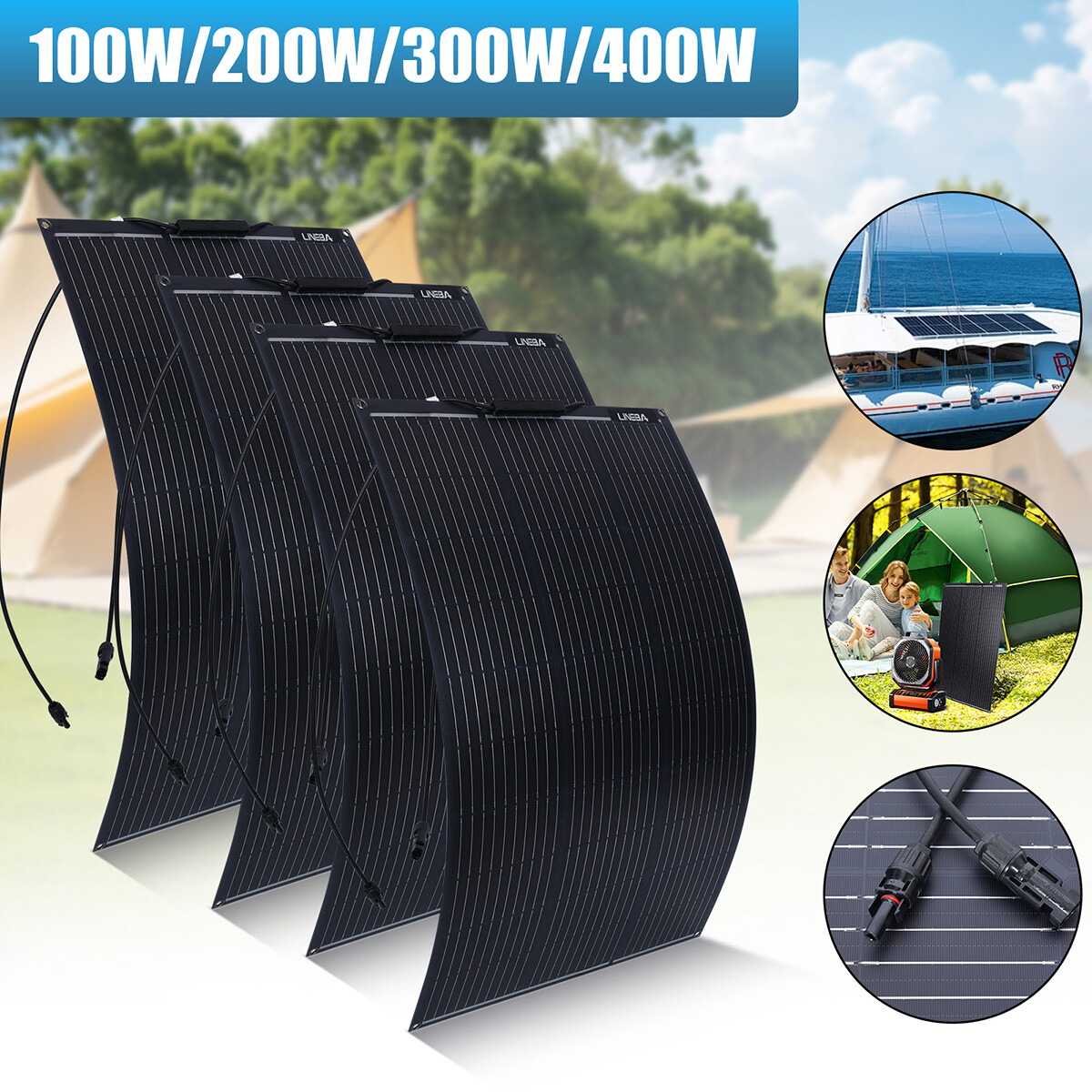 200 Watts Solar Panel Kit 12V 100A Battery Charger with Controller Caravan Boat