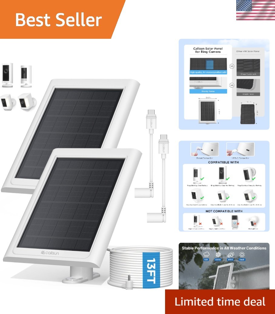 2 Pack Ring Solar Panel Charger – Waterproof | Easy Install & 13ft Cable