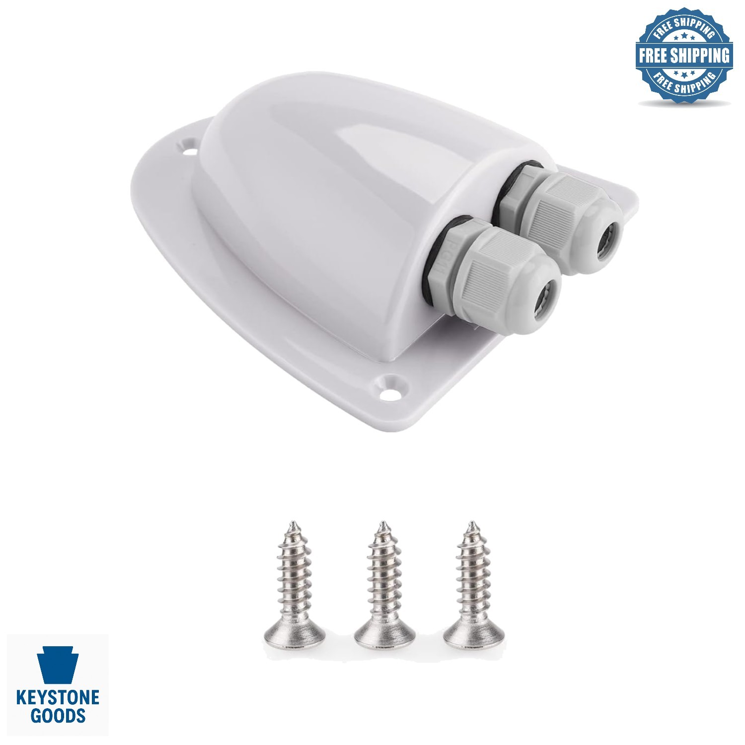 White Waterproof Solar Cable Entry Gland Box for RVs & Marine