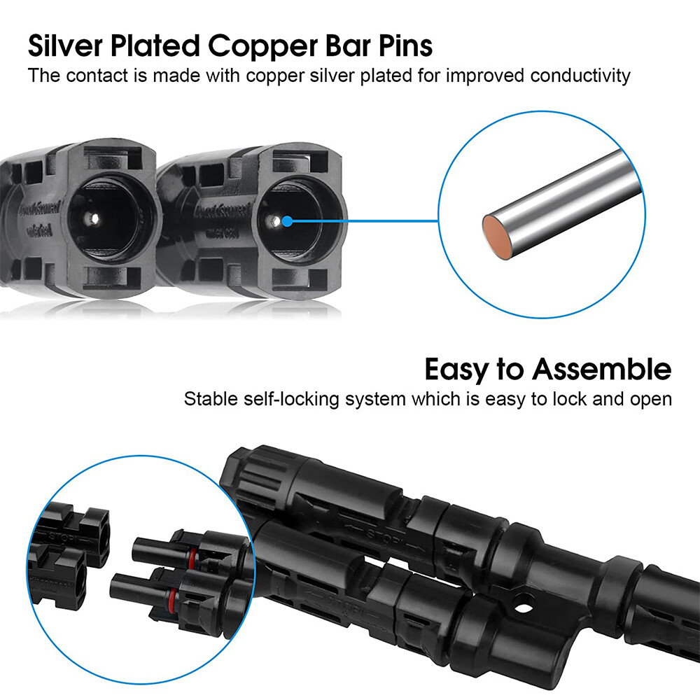 Solar Panel Y T Branch Cable Connection Extension Waterproof Adapter Male Female