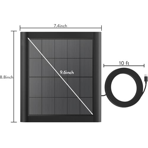 8W Solar Panel Charger for Ring Camera – IP65 Waterproof, 10ft USB C Cable, 2-Pa