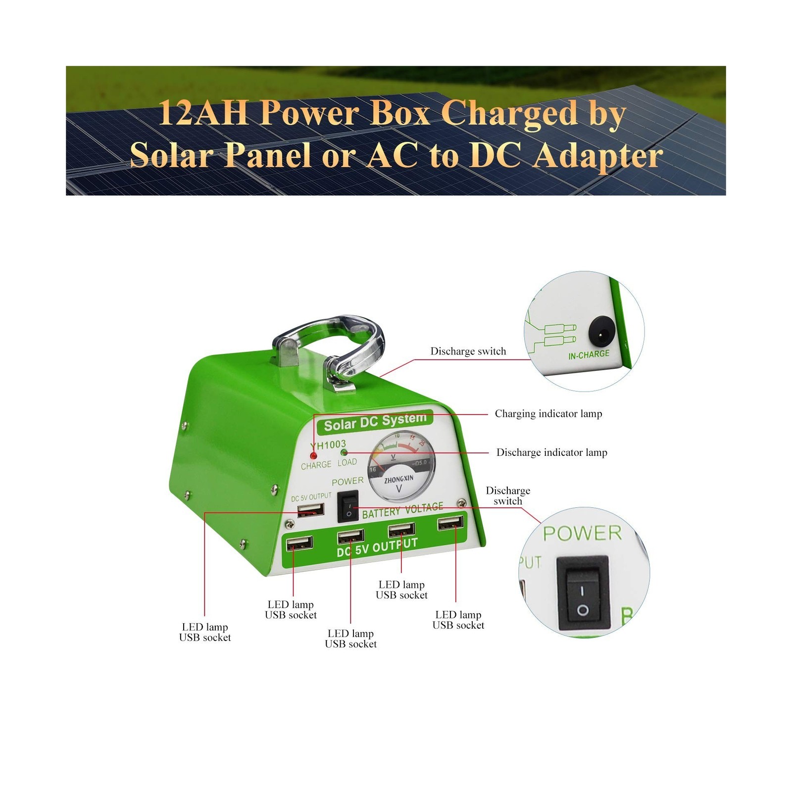 Solar Lights for Inside, 4 Bulbs Solar Shed Lights with On Off … FAST USA SHIP