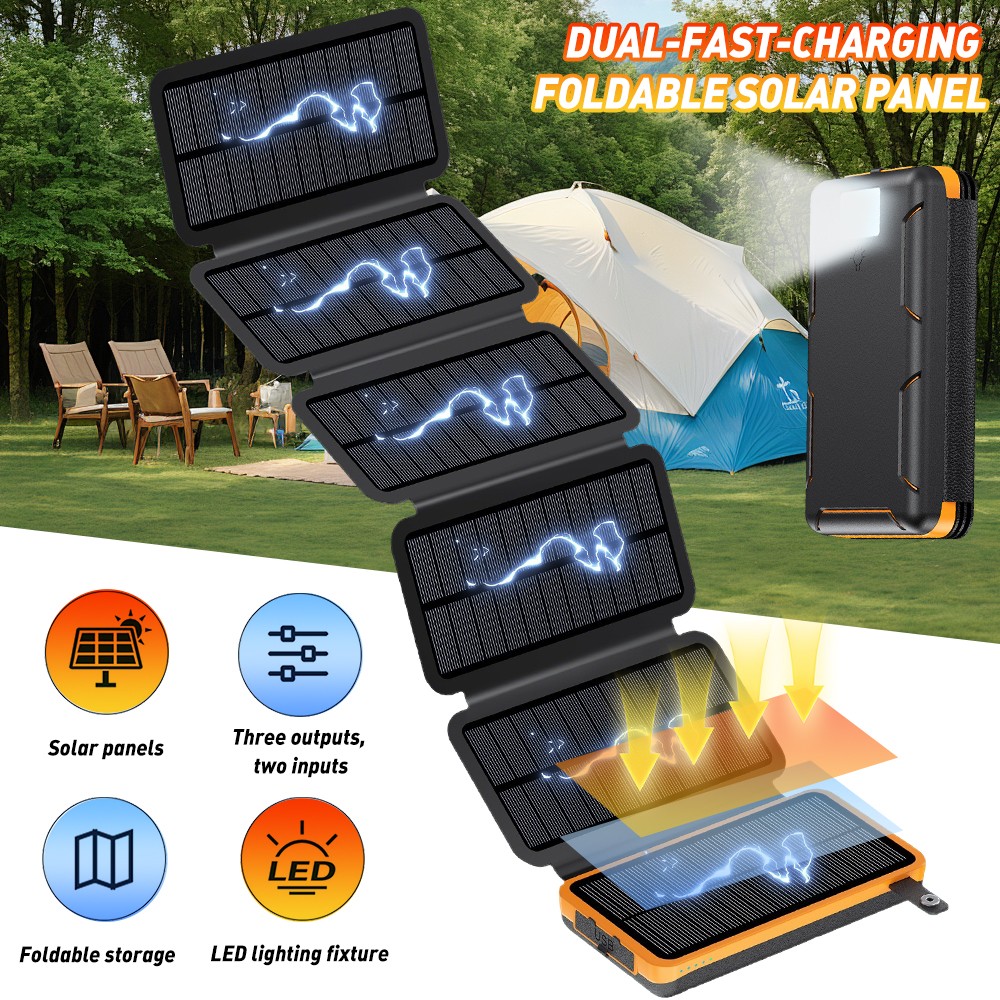 46800mAh Portable Solar Charger Foldable 6 Panels Power Bank Waterproof Camping