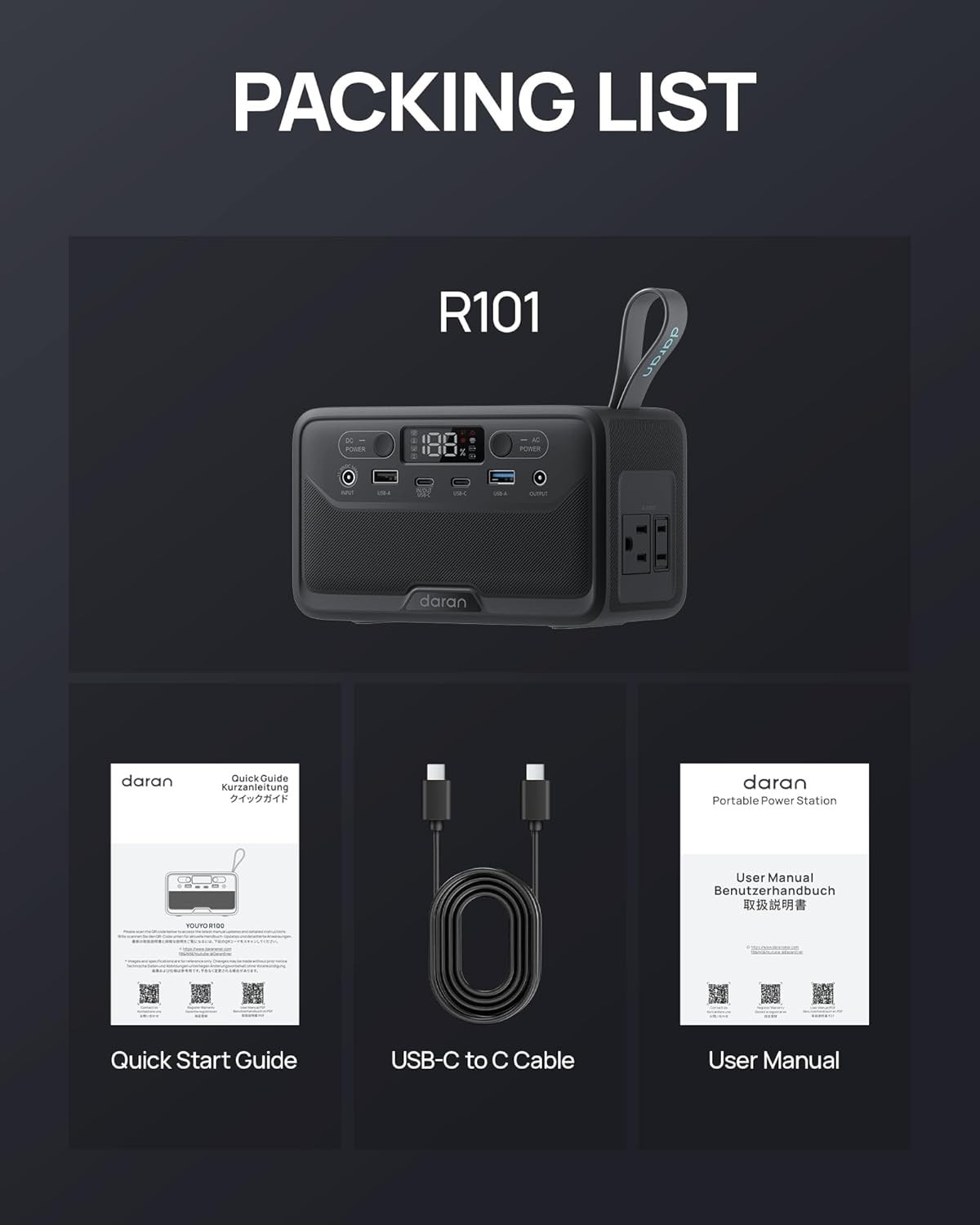 Portable Power Station 89.6Wh, 100W AC