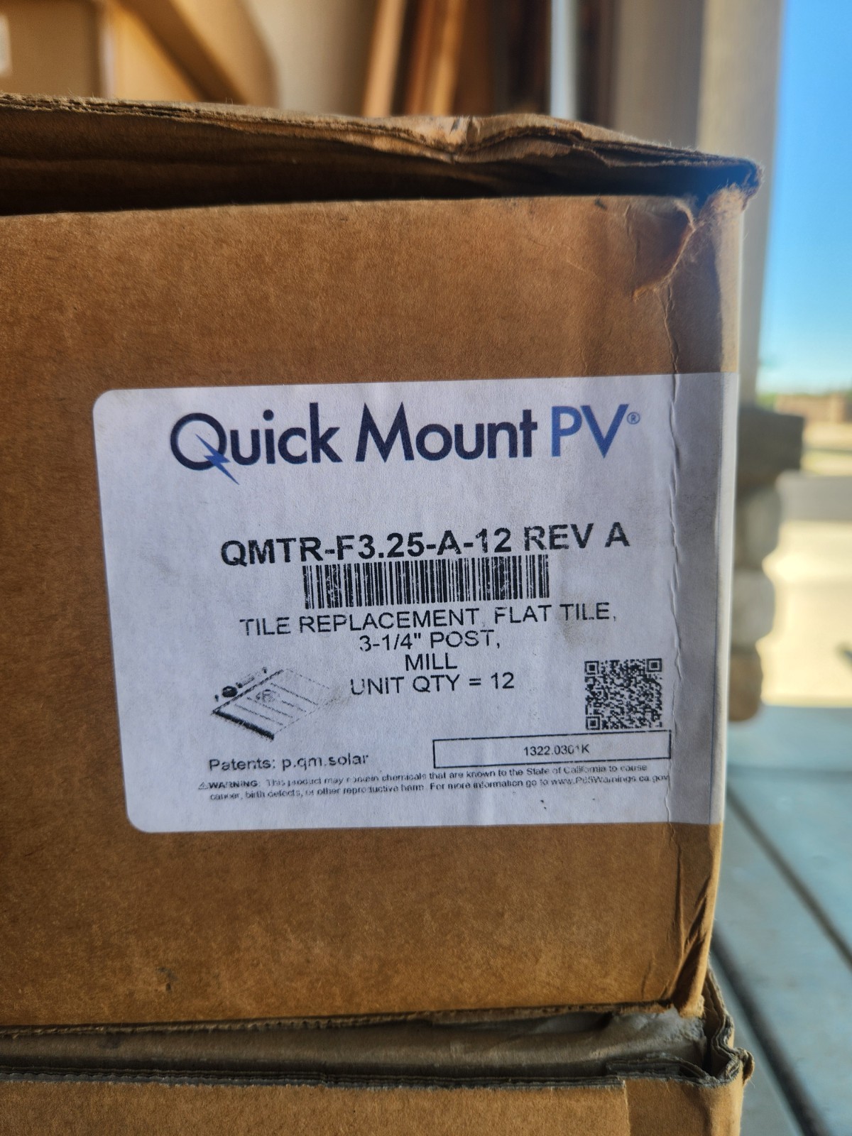 Quickmount QMTR-F3.25-A-12 REV A Flat tile replacement w/3.25″ posts (BOX OF 11)