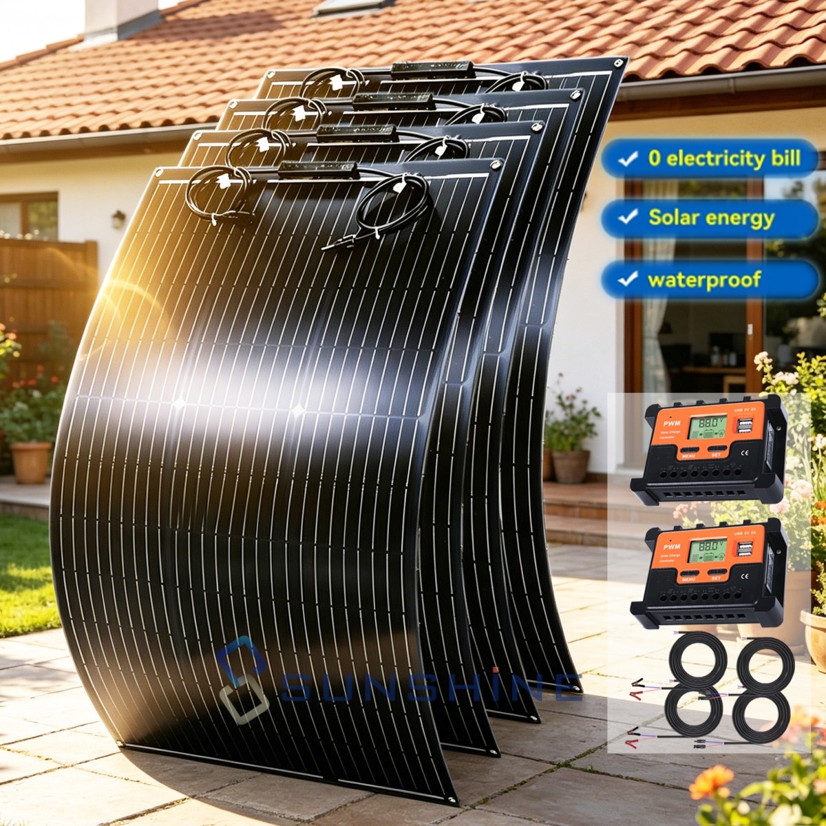 400W Bendable Solar Panel Kit Mono 12V-18V 18BB N-Type PV DIY Home RV Off Grid