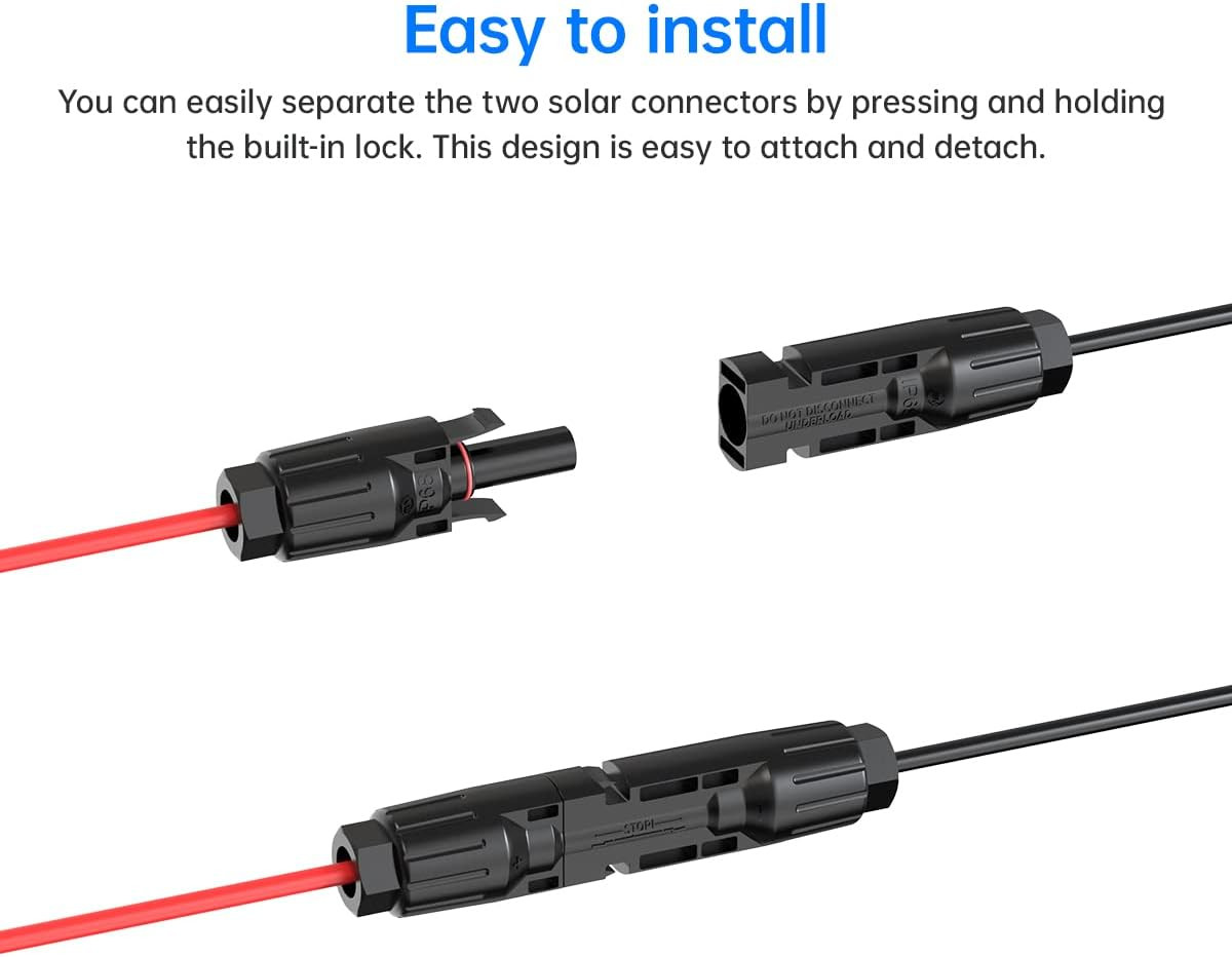 10AWG 2FT Solar Connector to SAE Adapter 2 3.3 10 20 35 50 FT SAE Solar Panel Ex