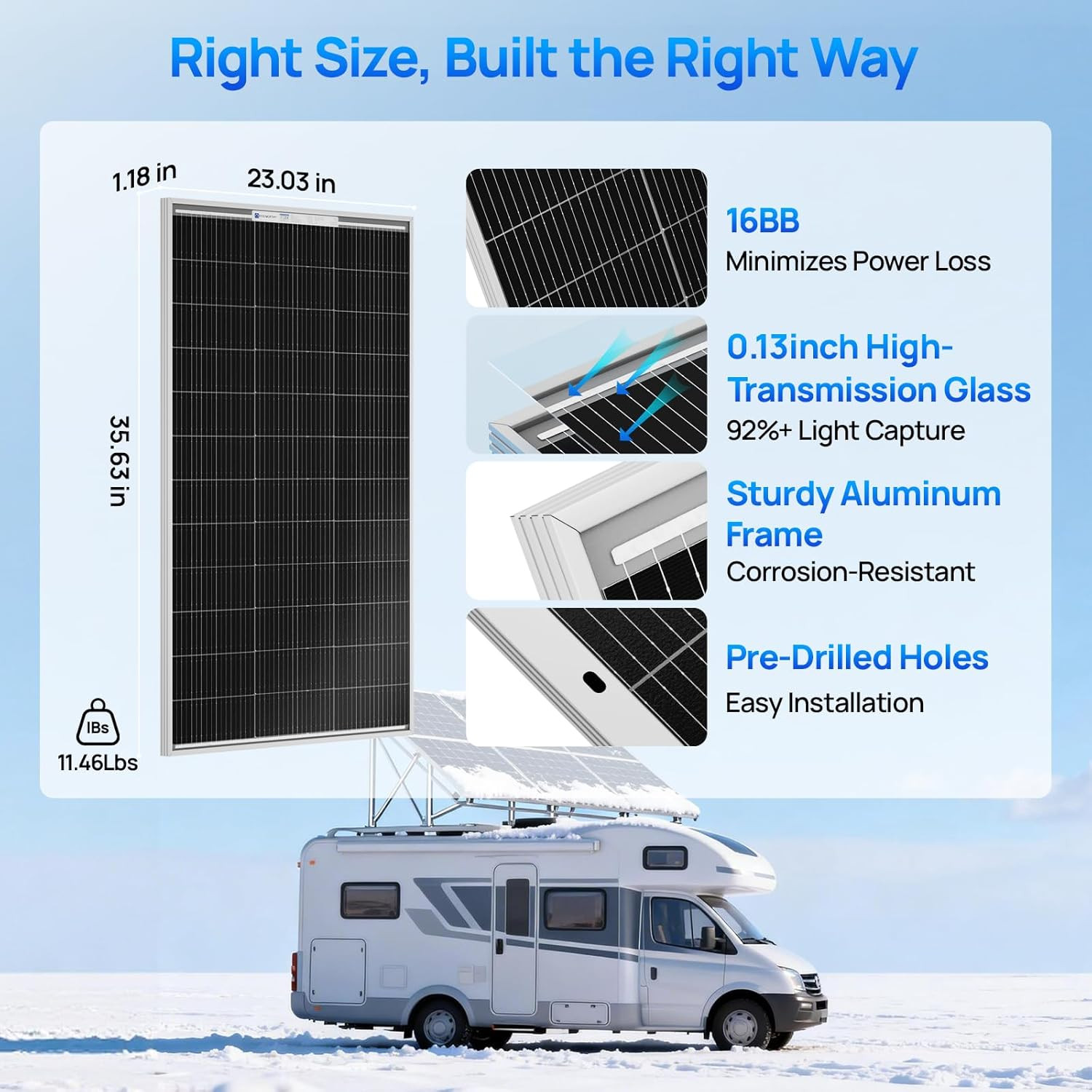 ECO-WORTHY 400W Solar Panels N-Type 4Pcs 100 Watt 18V Monocrystalline Solar Pane