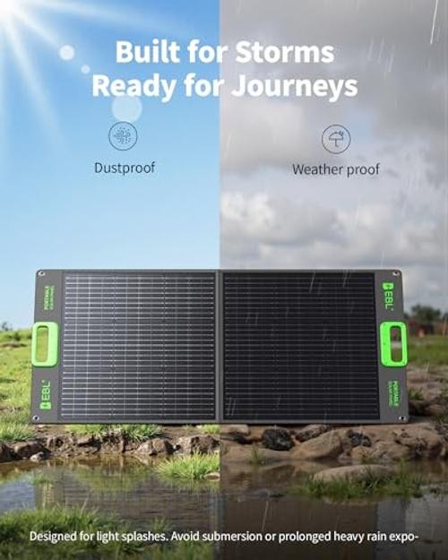 Solar Panel 100W Portable Solar Panel for 300/500/1000 Power Station | Black