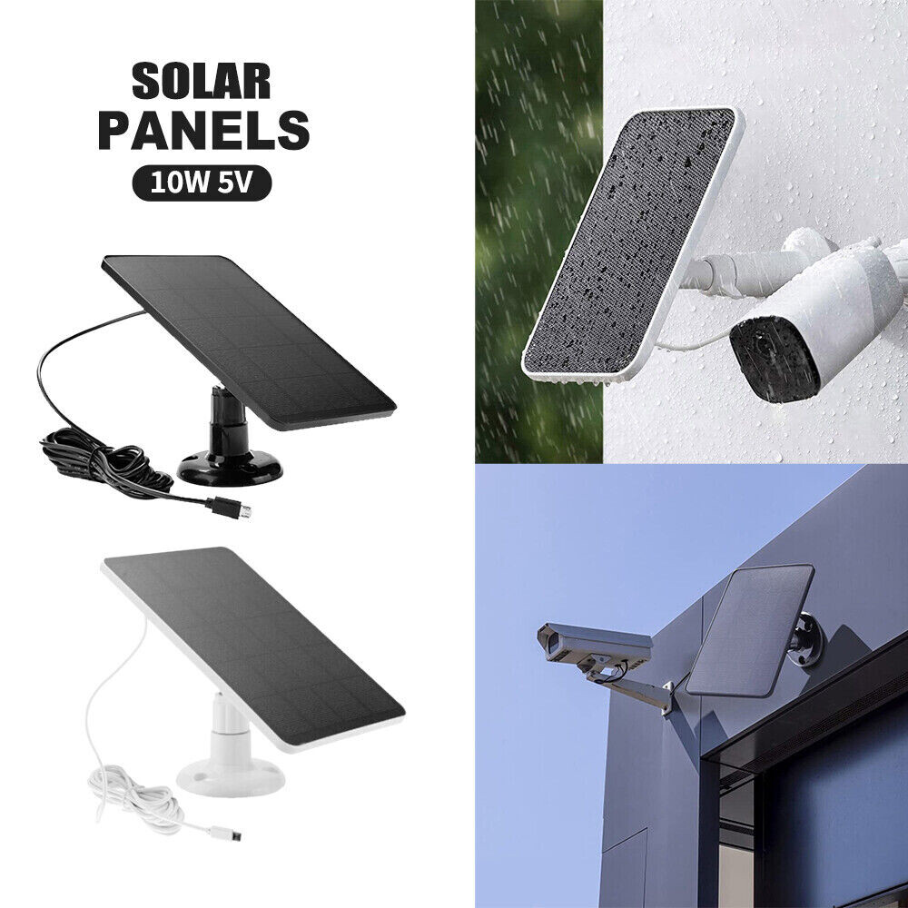 10W Solar Panel for Security Camera Light Stand USB Charging Waterproof Outdoor