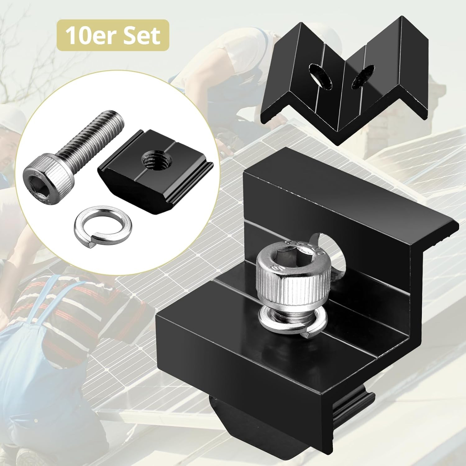 10Pcs Solar Panel End Clamp 30Mm/35Mm, Aluminum Z Brackets for Solar Panels Sol