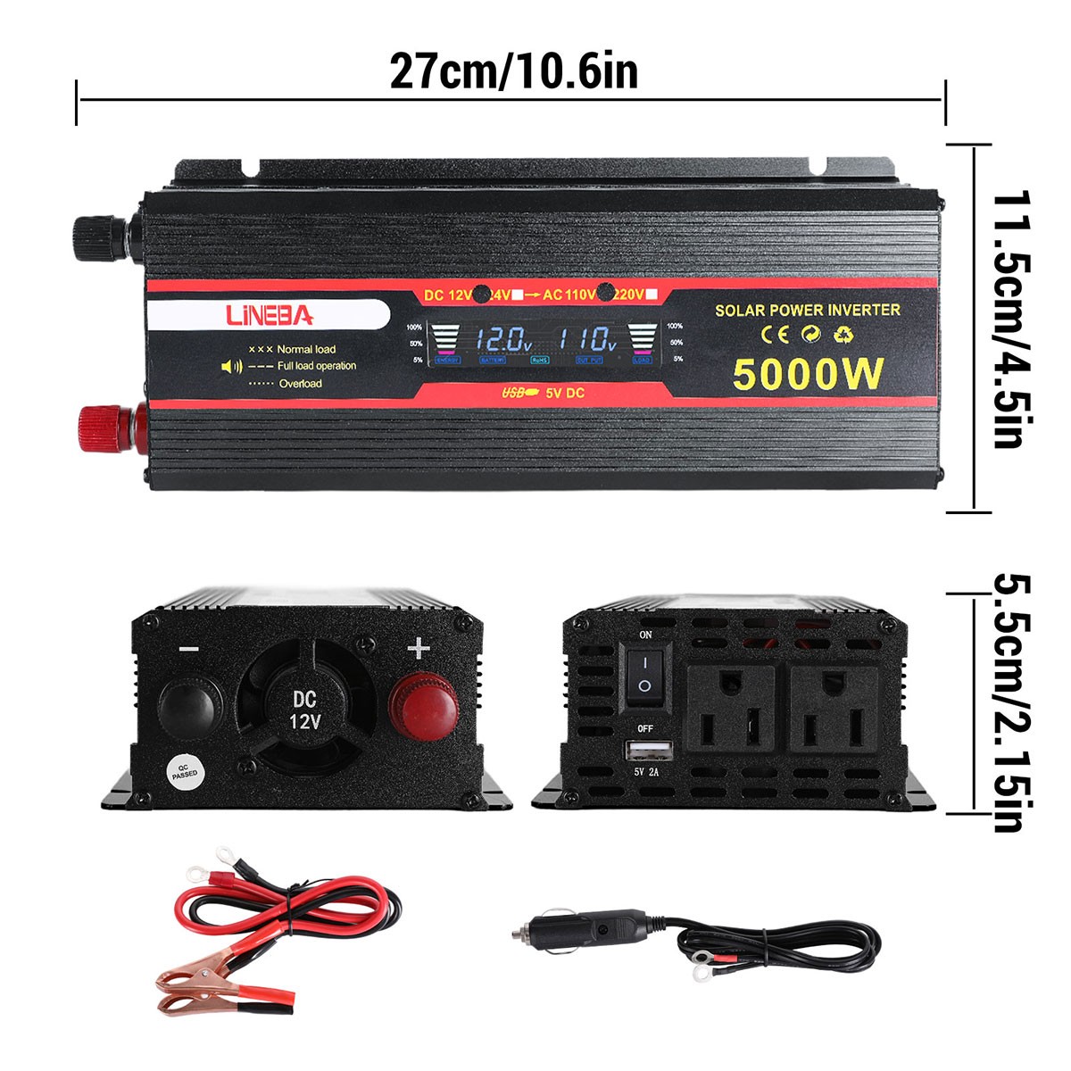5000W Power Inverter with 200W 100W Solar Panel Kit for RV Home Power Station