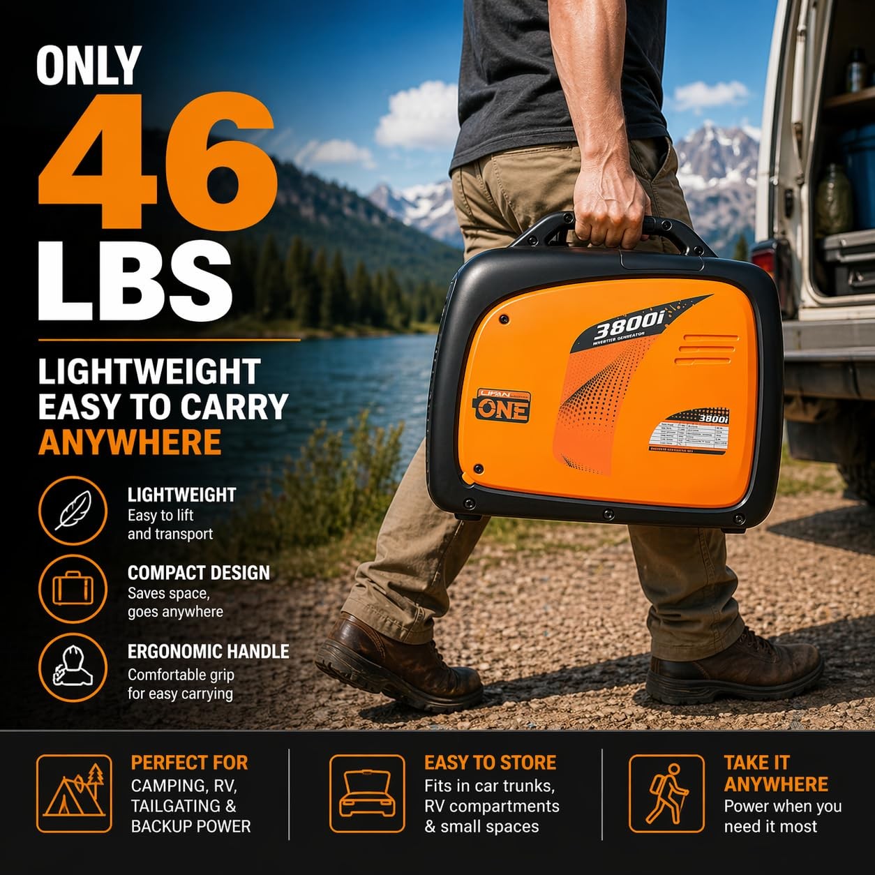 LIFAN 3500W Portable Inverter Generator for Home Backup, Super Quiet Gas Powe…