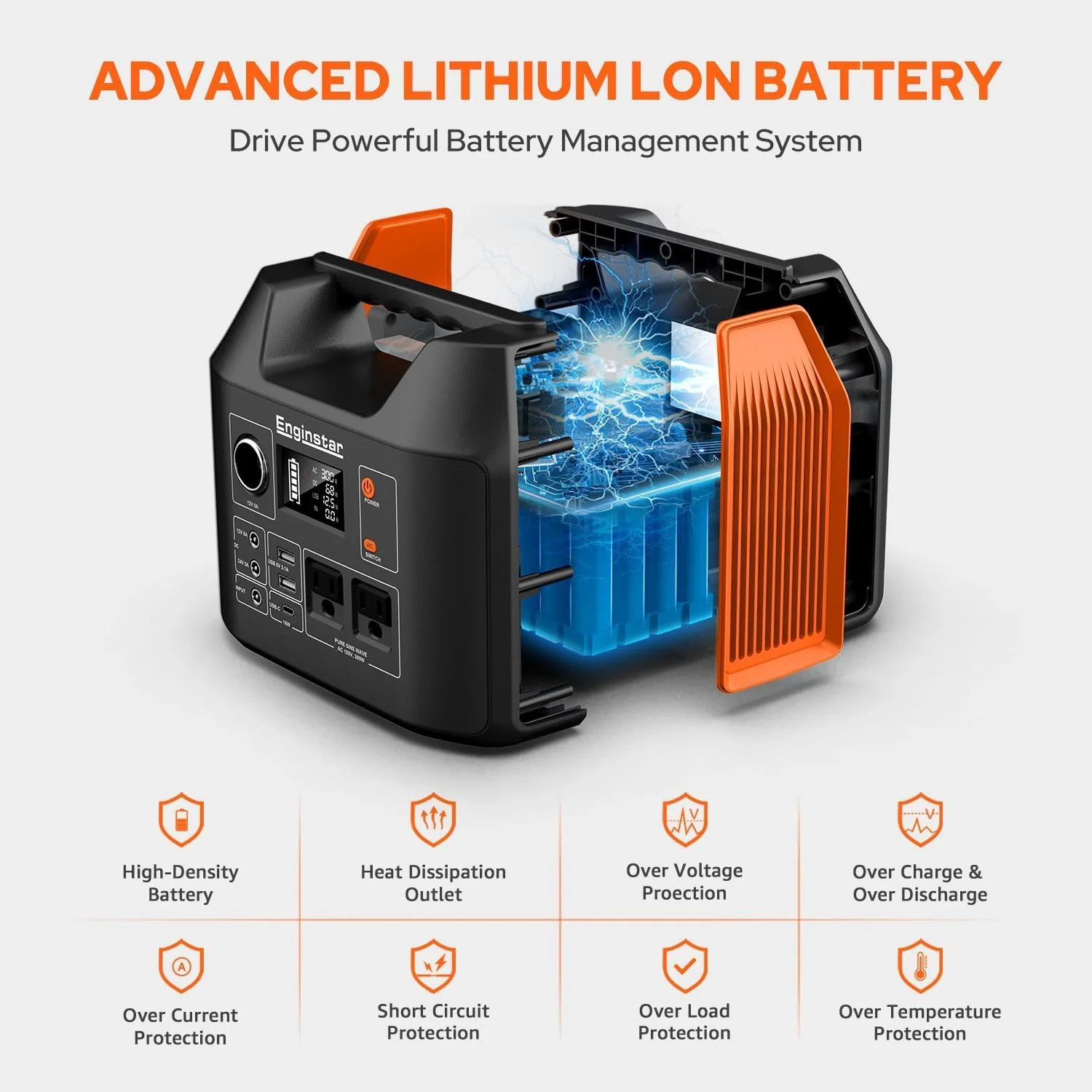 EnginStar Portable Power Station 300W 296Wh Battery Bank with 110V Pure Sine Wav