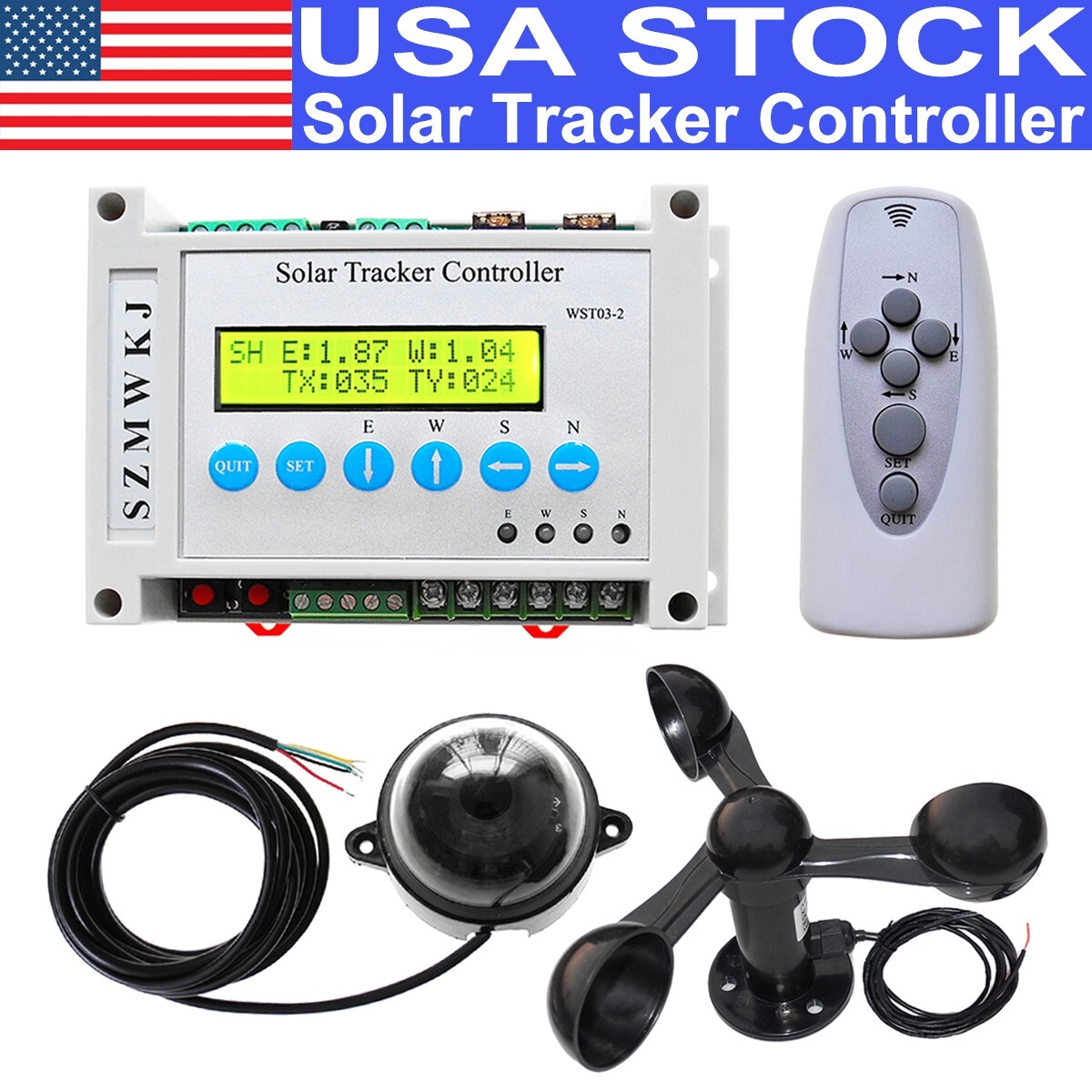 Electronic Solar Tracking Dual Axis Solar Tracker Controller +Wind Speed Sensor