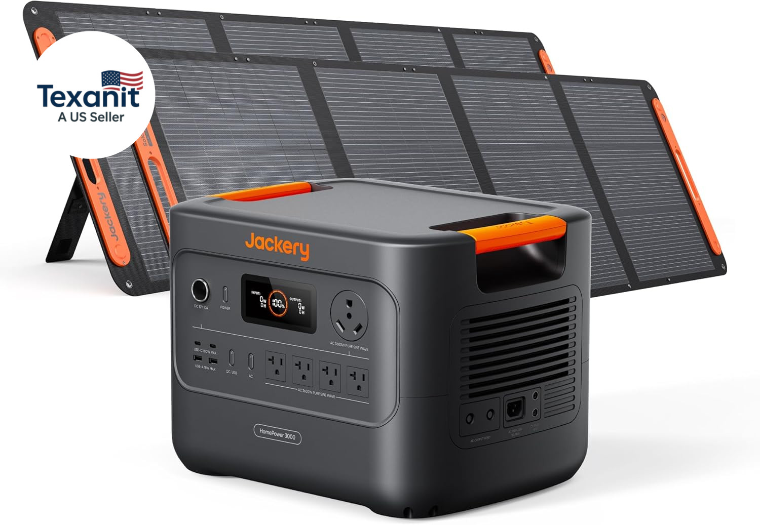 Homepower 3000 Portable Power Station with 2X 200W Solar Panels, 3600W (Surge 72