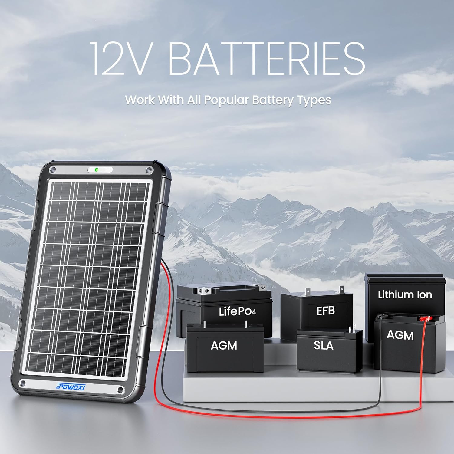 12V Solar Car Battery Charger: 15W Solar Trickle Charger Maintainer with MPPT Co