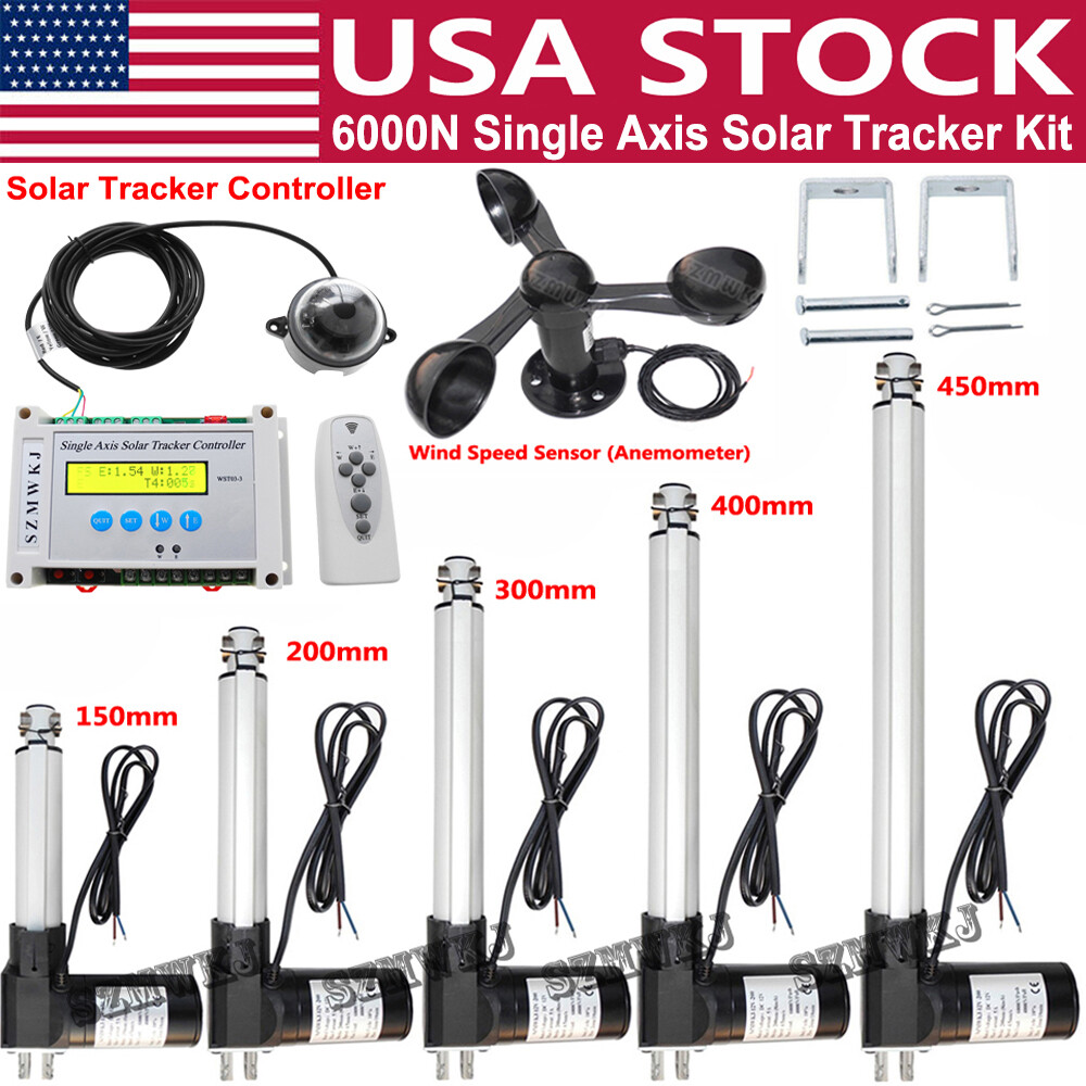 DC Electric Single Axis Solar Tracker Controller &Linear Actuator Anemometer Kit