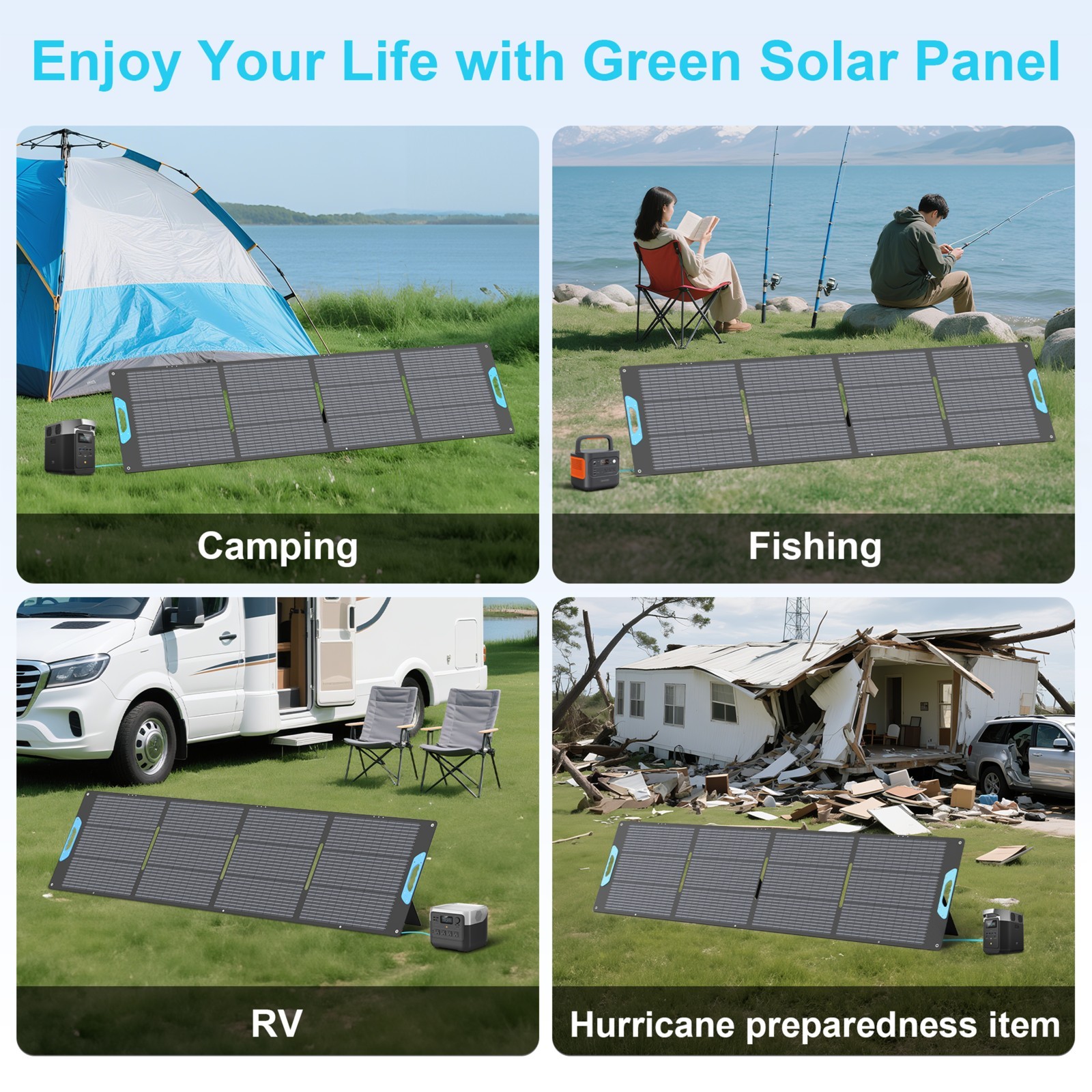 E-POWO 220W USB Portable Solar Panel Charger ETFE for Camping RV Power Station