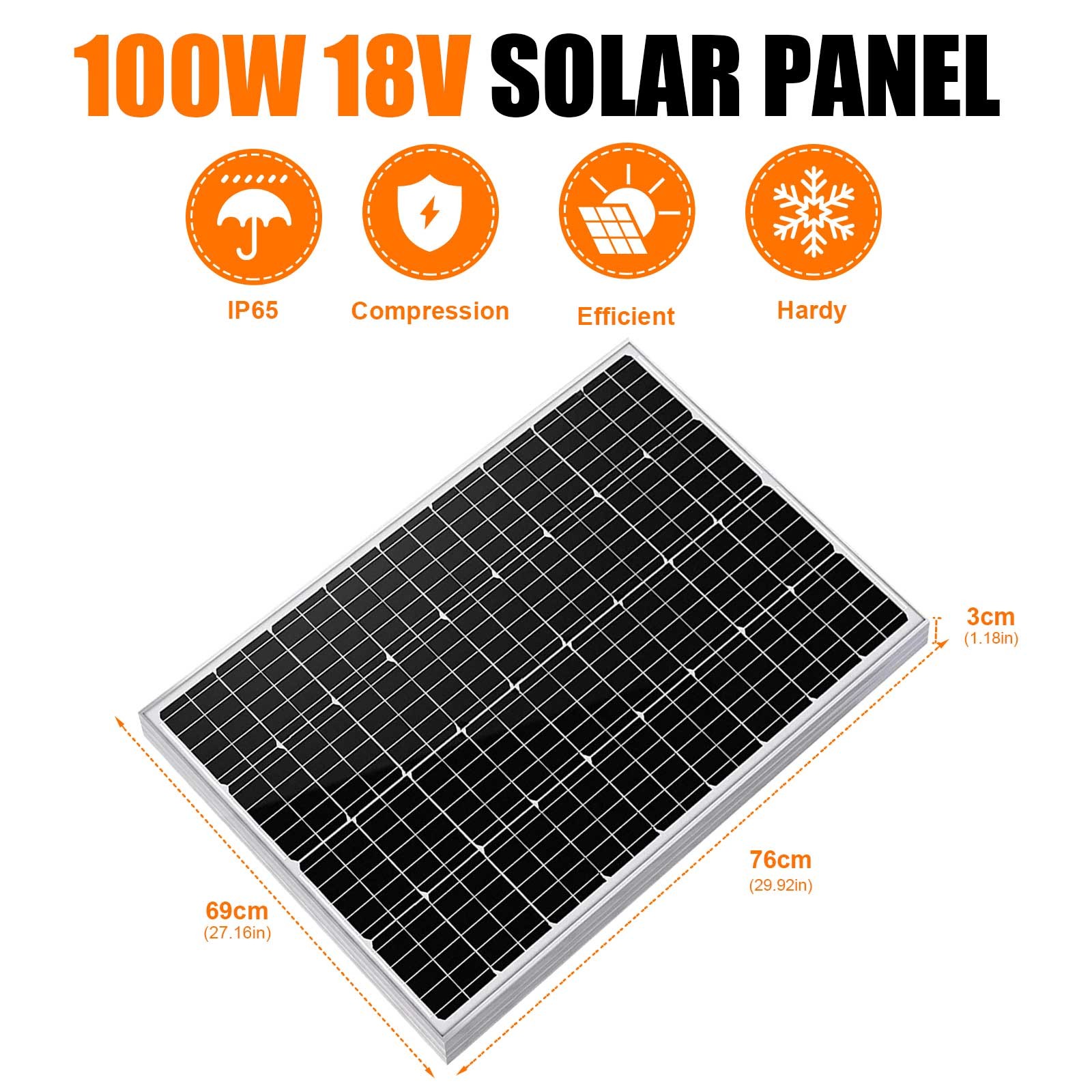 100W Solar Panel Kit 12V/24V Charger Controller for RV Camper Battery Charger