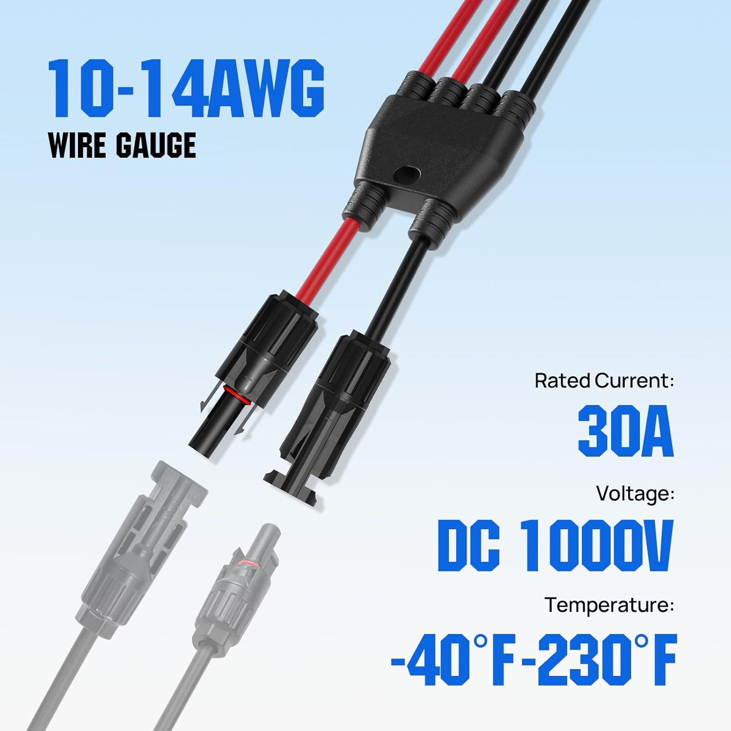 Integrated Solar Connector 2-4 Y Branch Parallel PV Adapter Cable Wire Plug Tool
