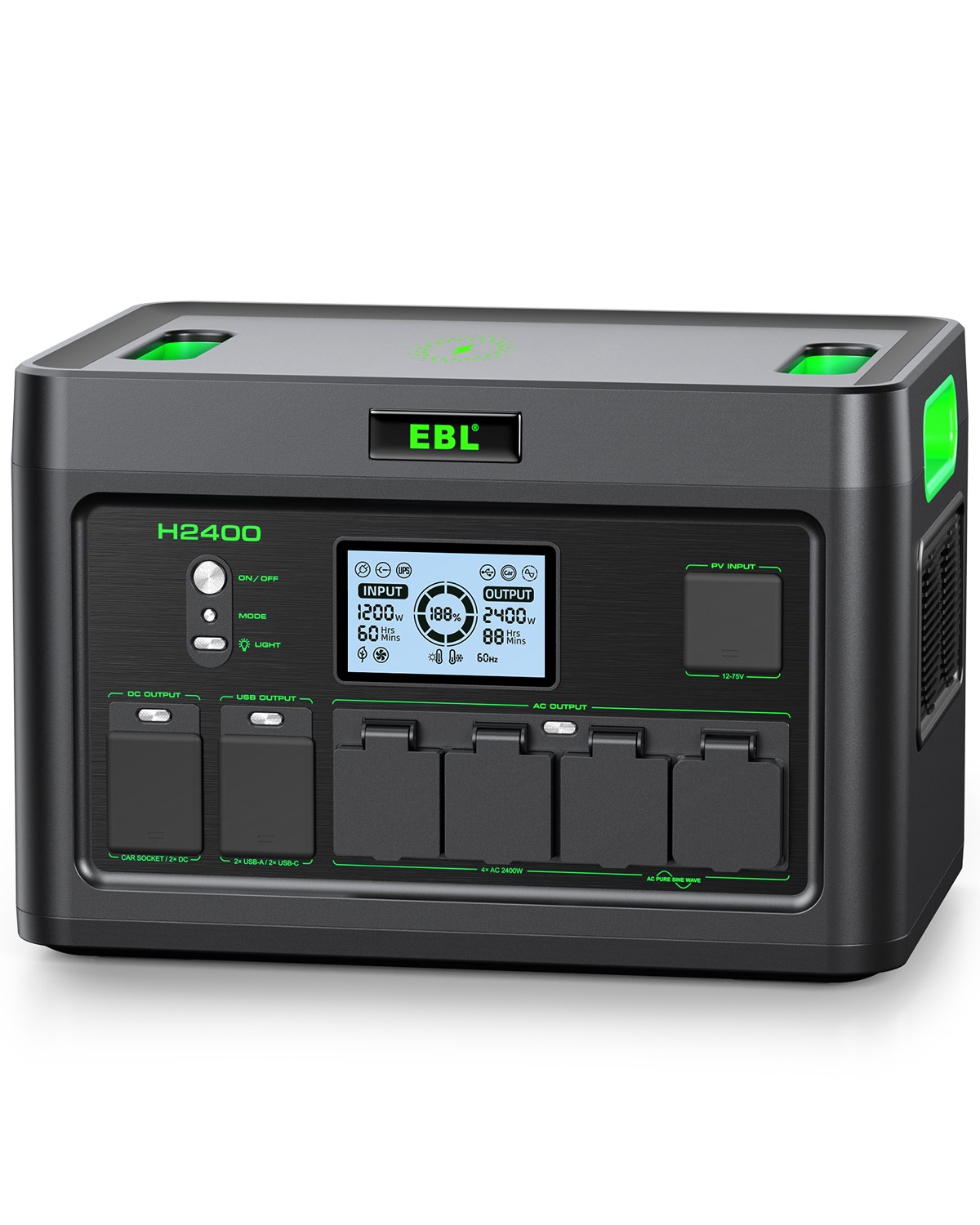 2400W 1843.2Wh Power Station Portable Solar Generator LiFePO4 RV Backup Camping