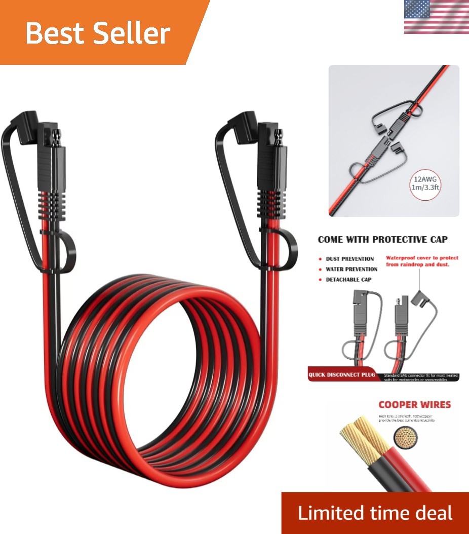 10FT SAE Extension Cable with Dust Cap – Compatible with Most Outdoor Devices