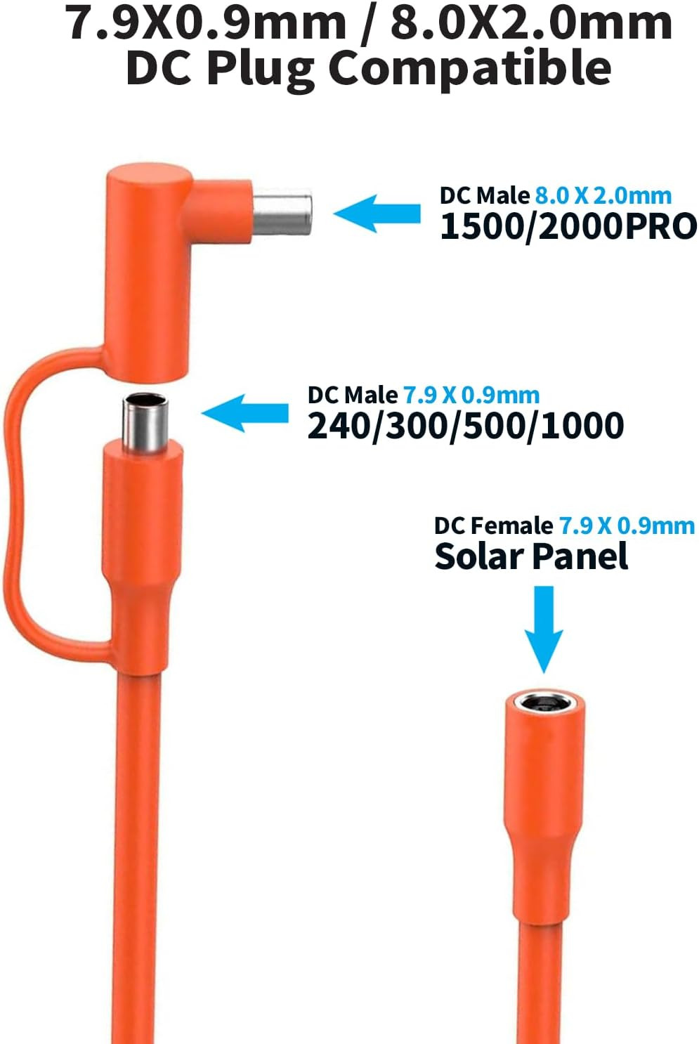 14AWG 8Mm Extension Cable for Solar Generators 10FT 3M, DC7909 Solar Panel Cable