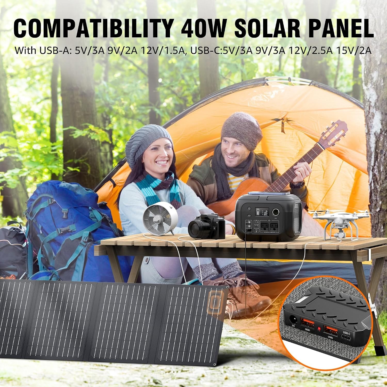 SinKeu Solar Generator 300W 70400mAh 260Wh Panel 40W Included
