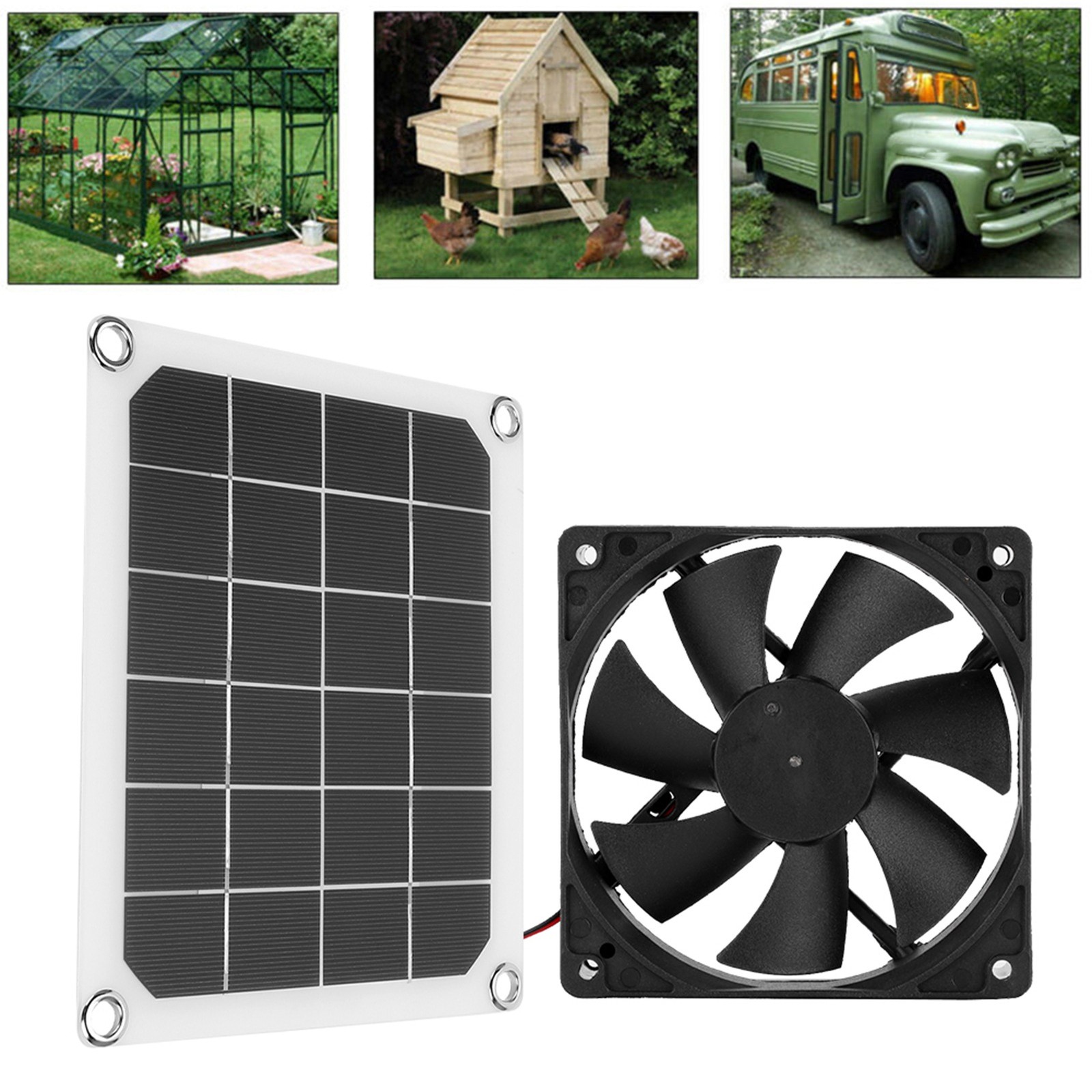 10W Solar Powered Fan Kit Solar Panel Waterproof DC Exhaust Fan For Chicken Coop