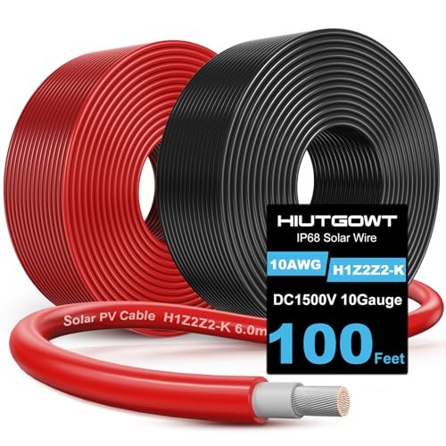 2x100FT Solar Panel Wire 10AWG Tinned Cooper PV Cable