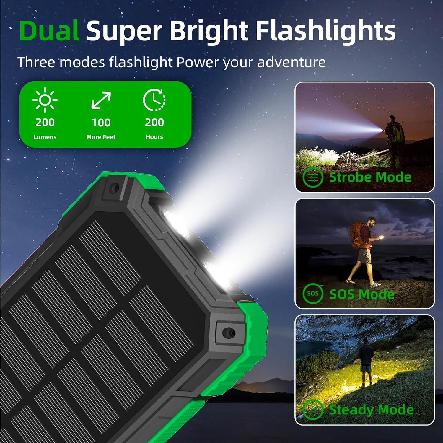 Solar Power Bank 49800mAh, Wireless Portable Charger, 22.5W QC3.0 Fast Charging