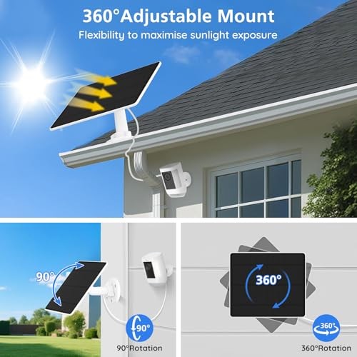 Solar Panel for Ring Camera, Solar Panel Charger Compatible with Ring Stick Up