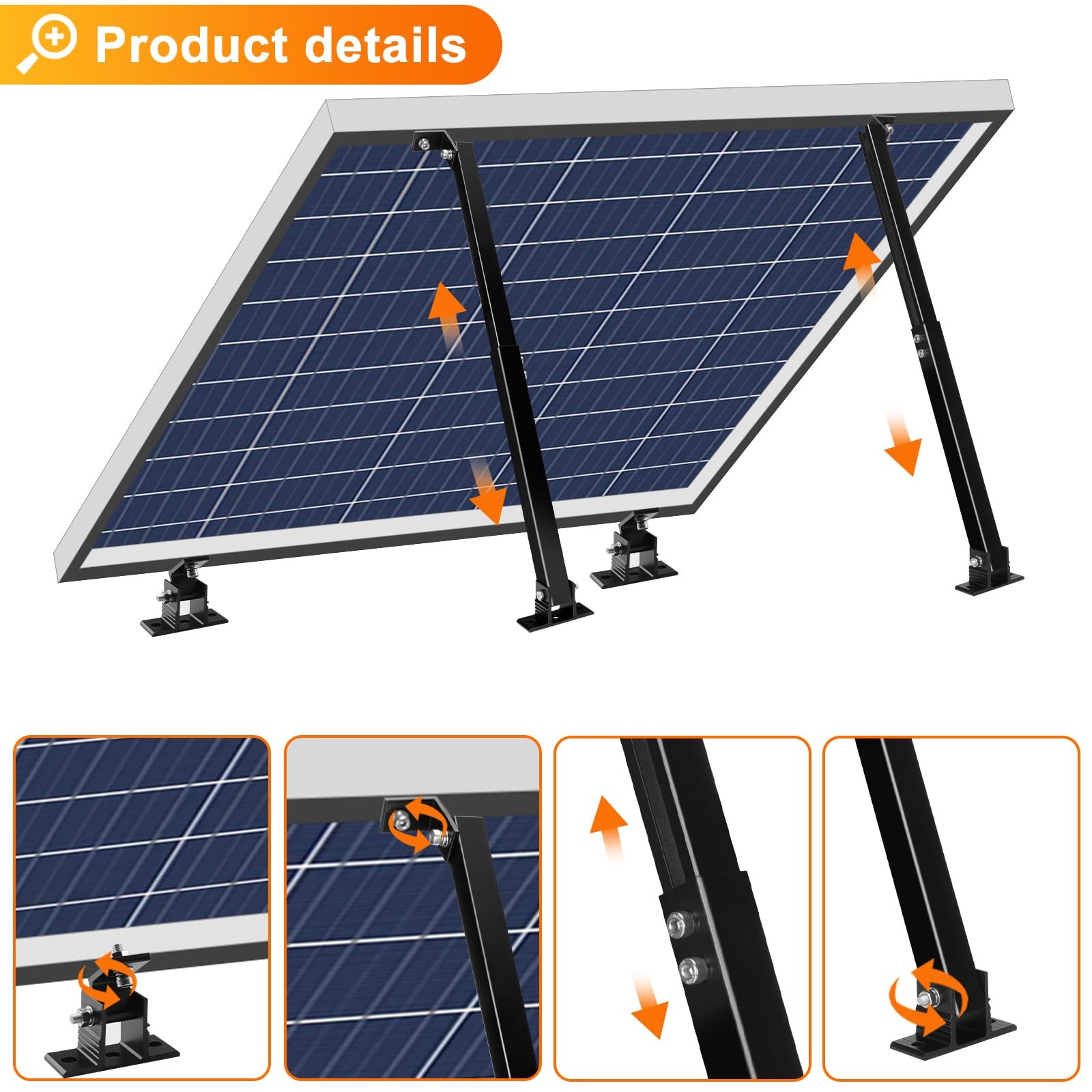 Solar Panel Mount, Aluminum Alloy Adjustable Solar Panel Tilt Mount Brackets,…