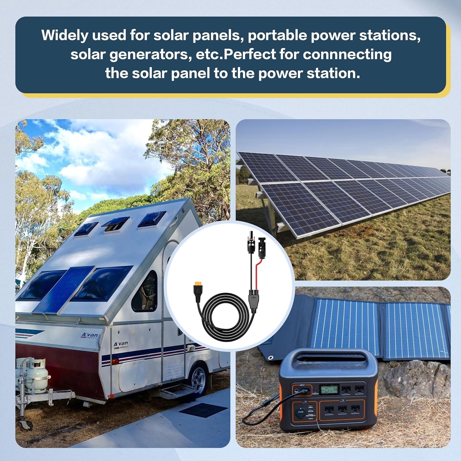 XT60i Solar Charge Cable 14AWG 8FT for Solar Panels Portable Power Stations