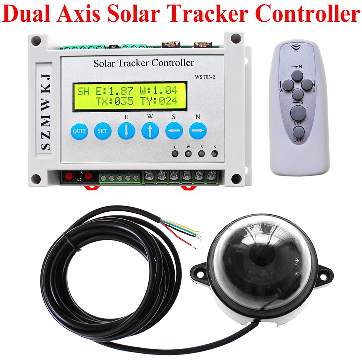 6000N Dual Axis Solar Tracker +12V 12″ Linear Actuators +Wind Sensor +Controller