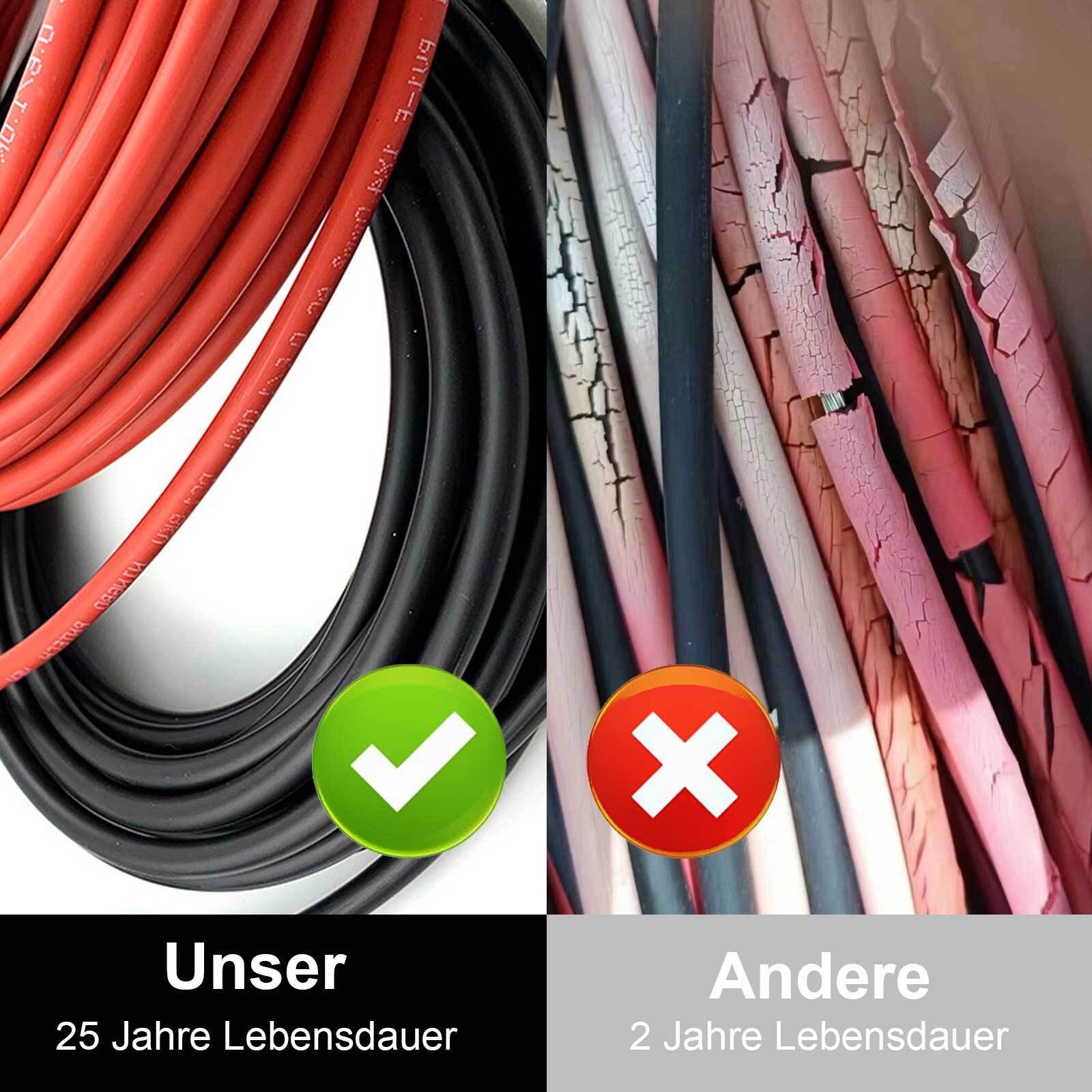 3M-15M Solar Panel Extension Cable Wire Solar Connectors 10 AWG Gauge Black Red