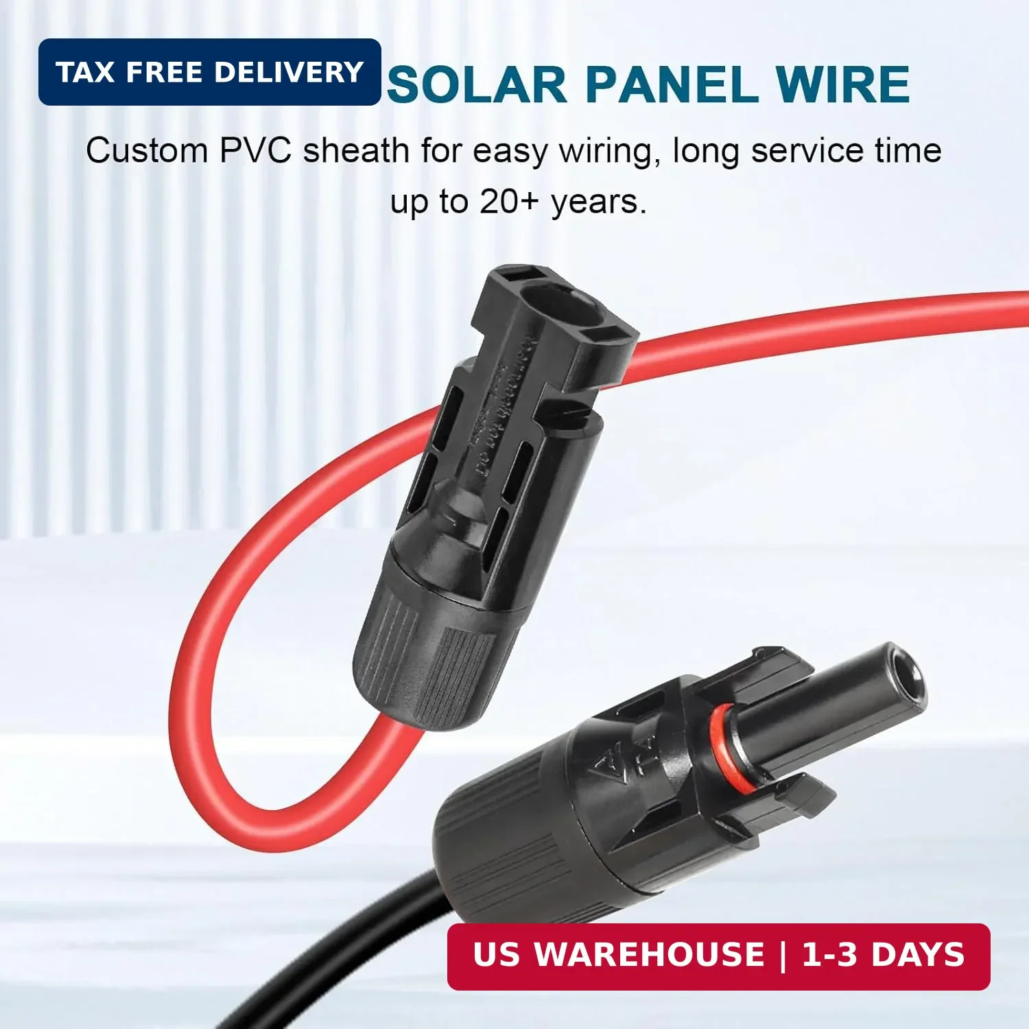 10 AWG Solar Extension Cable 30FT, Flexible Solar Panel Wire with Male to Female