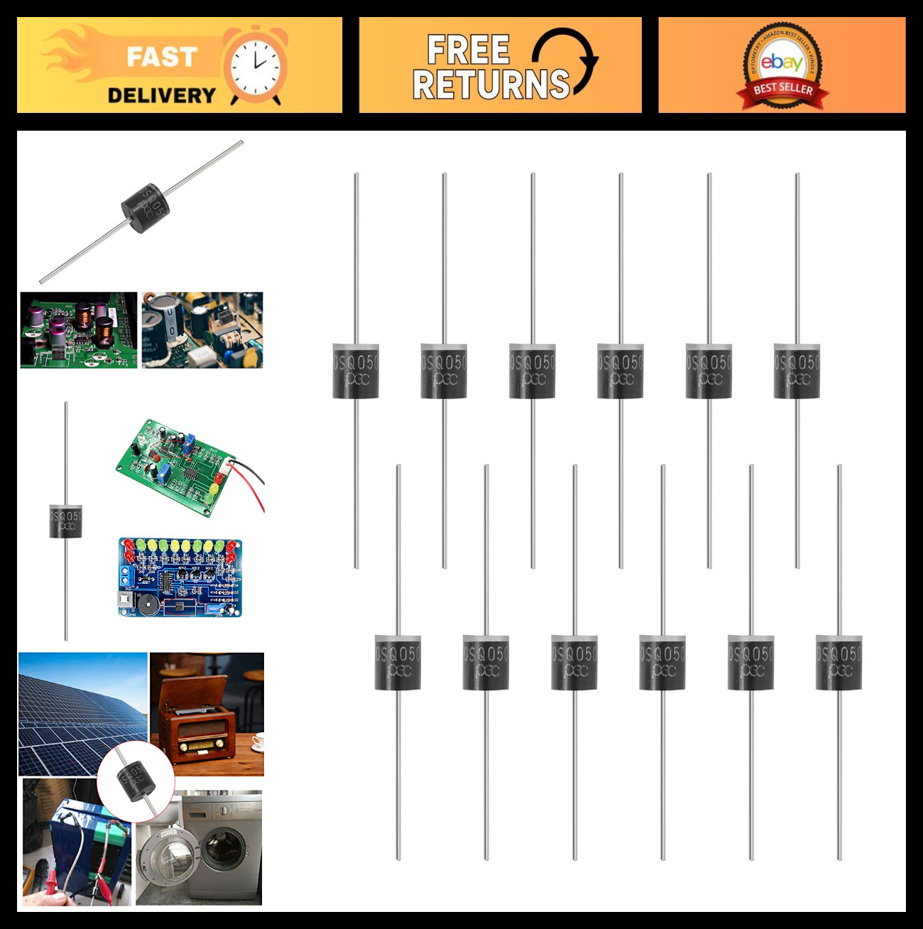 20PCS 30A 50V Schottky Diodes Axial for Solar Panel Protection Rectifier Electro