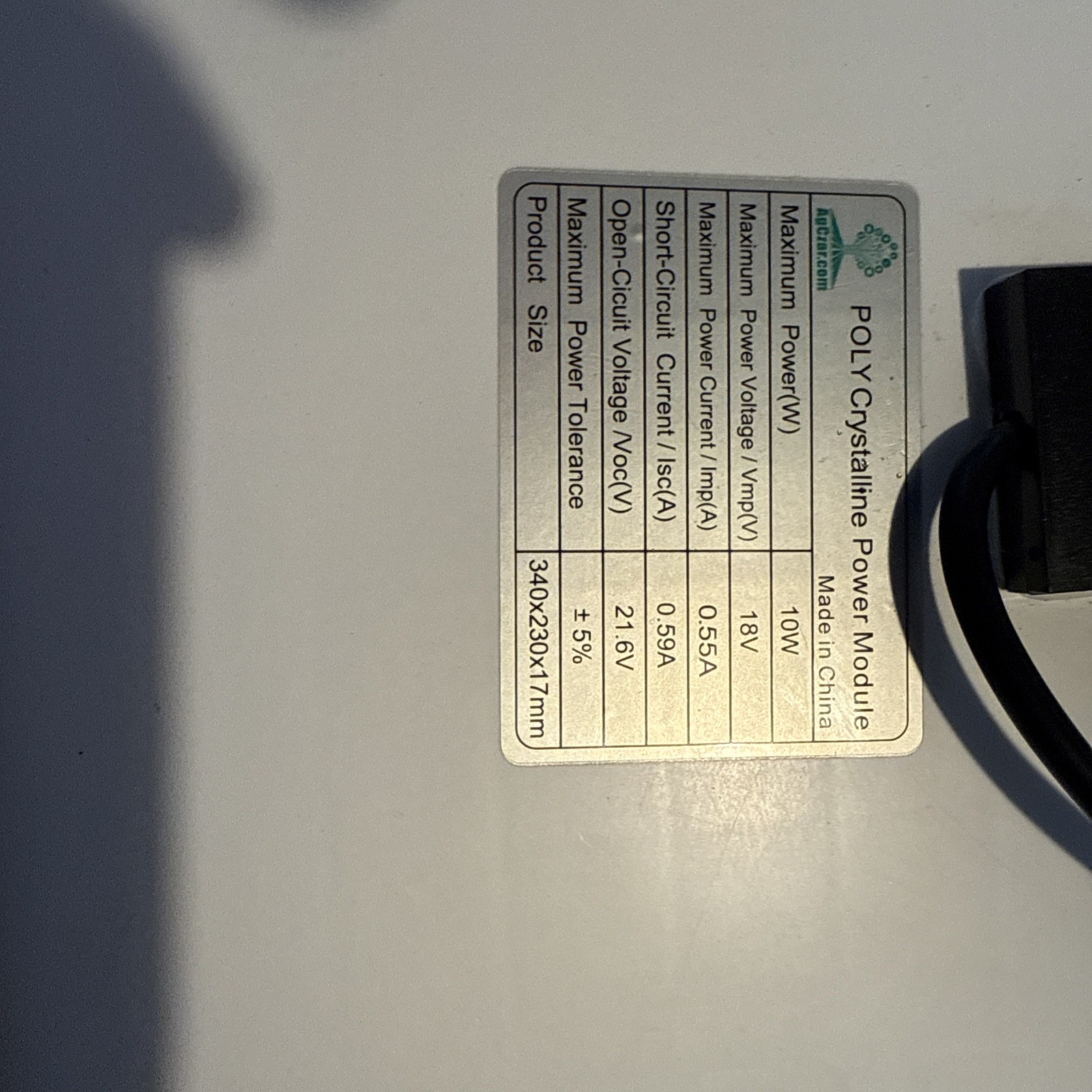 NEW small solar panel 18v 10Watt Aluminum frame, with 4 mounting holes