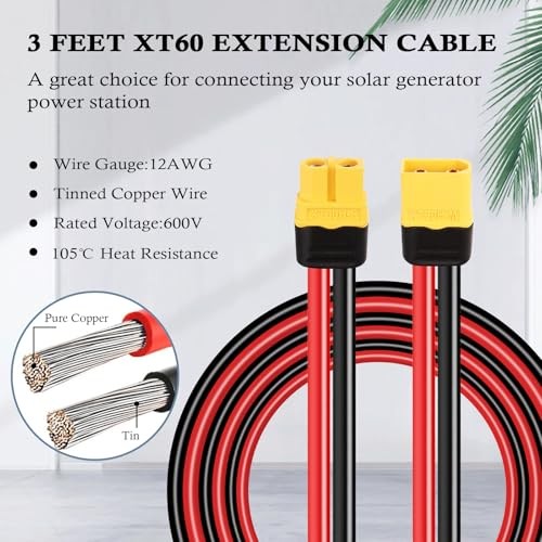 12AWG XT60 Extension Cable 2PCS XT60 to XT60 Cable with Male to Female 3FT