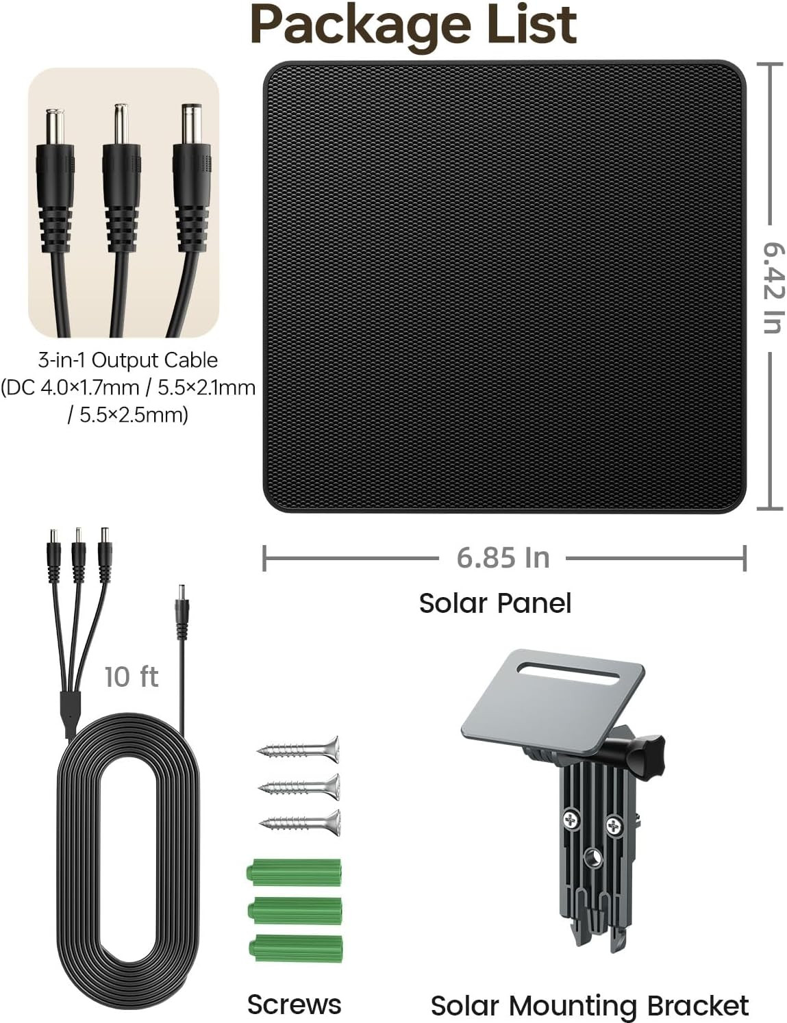 Trail Camera Solar Panel, 6W Solar Battery Charger 12V/1.5A with 10000Mah Built
