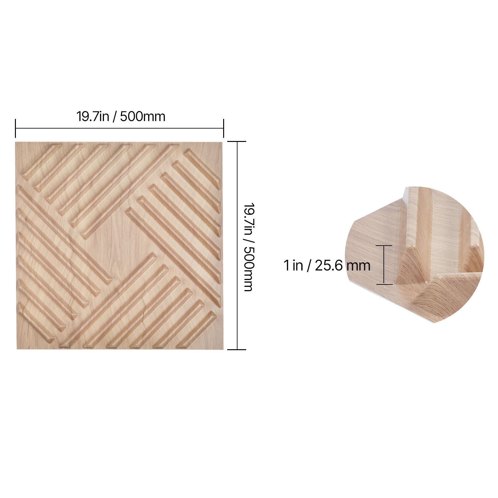 3D Wall Panels 12 – Pack 19.7×19.7in PVC Light Wood Accent Wall Decor