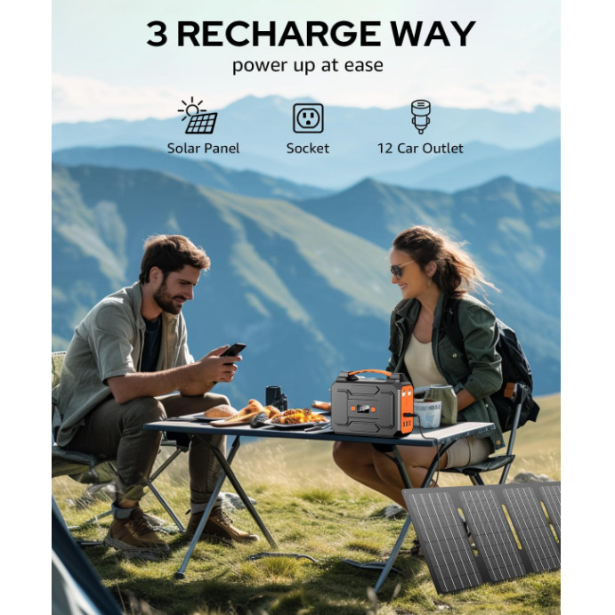 Power bank solar portátil con potencia máxima de 200W y salida continua de 100W