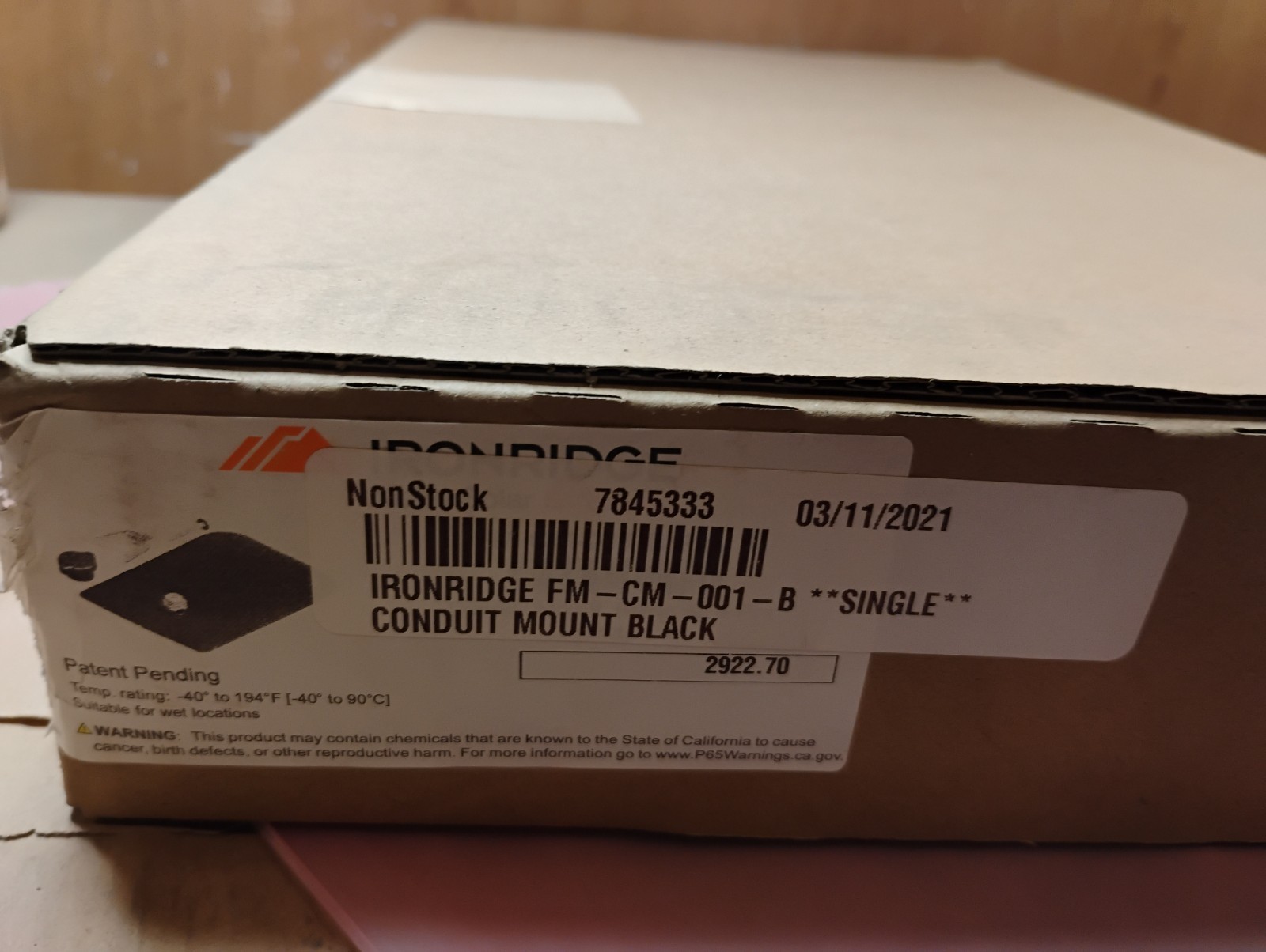 4 Pack of Ironridge Solar FM-CM-001-B Black Conduit Mount, 3/4 to 1″ EMT Conduit